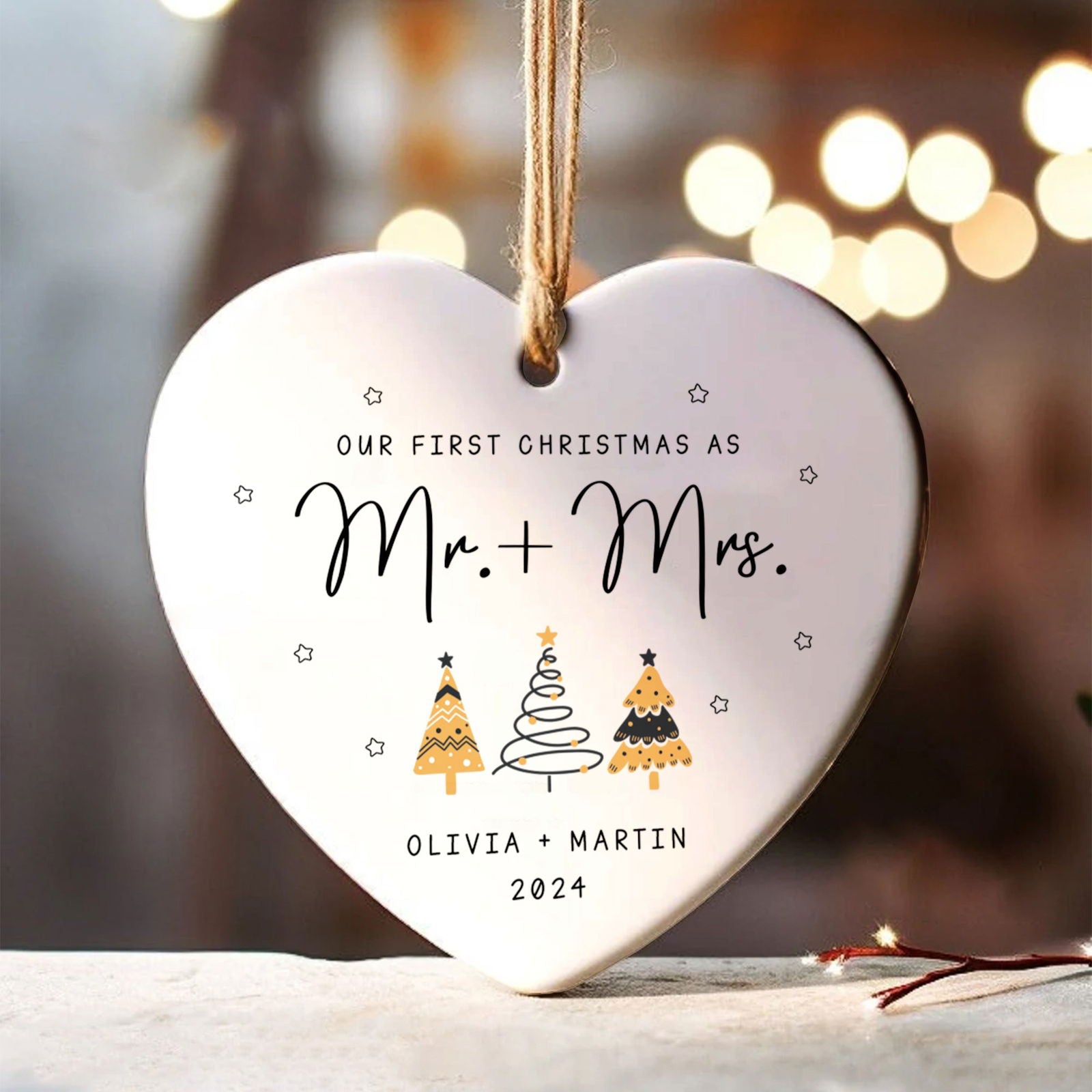 Custom Engaged Ornament, Ornament Engagement Gift For Newly Engaged Couple CY06-04 - Kindlytoys