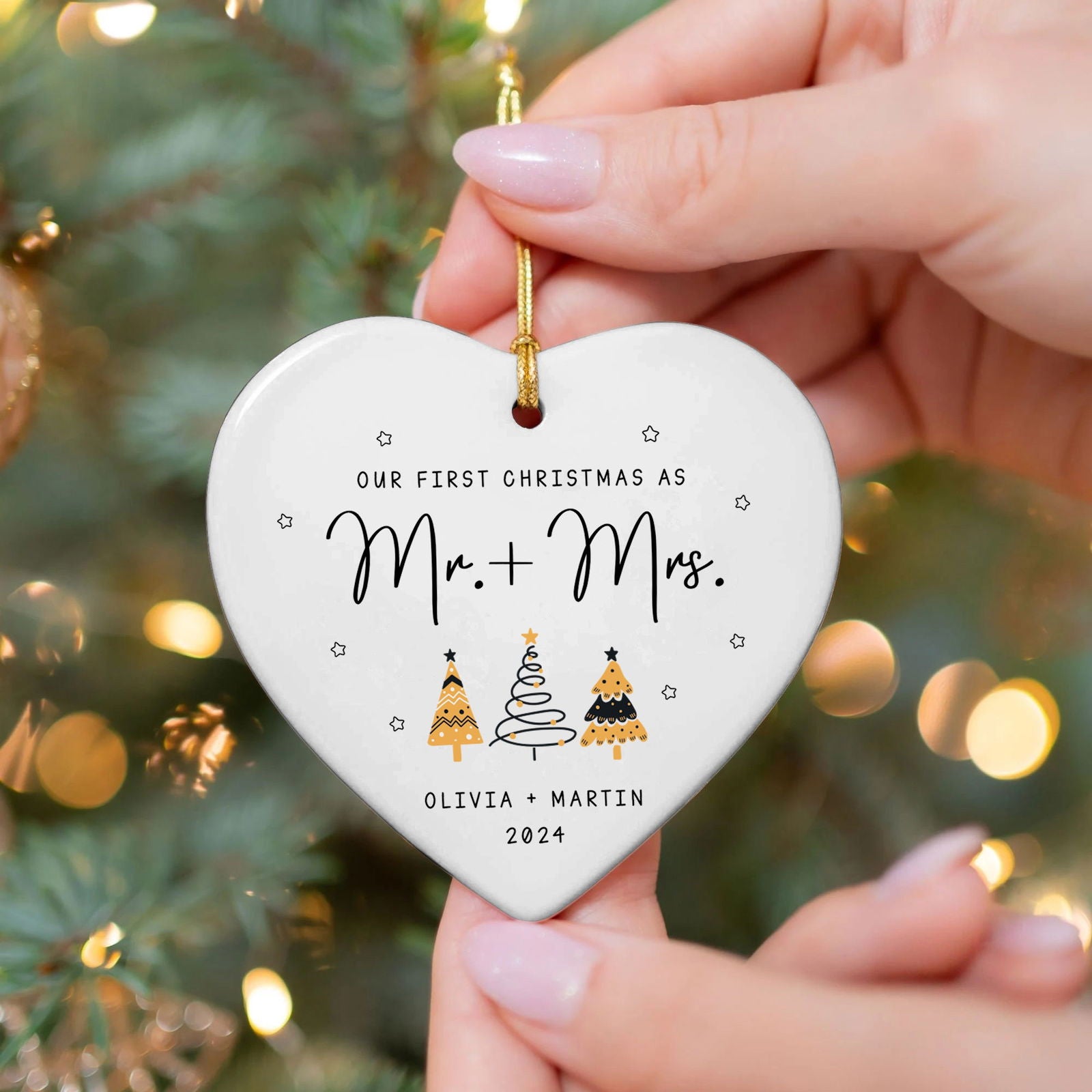 Custom Engaged Ornament, Ornament Engagement Gift For Newly Engaged Couple CY06-04 - Kindlytoys