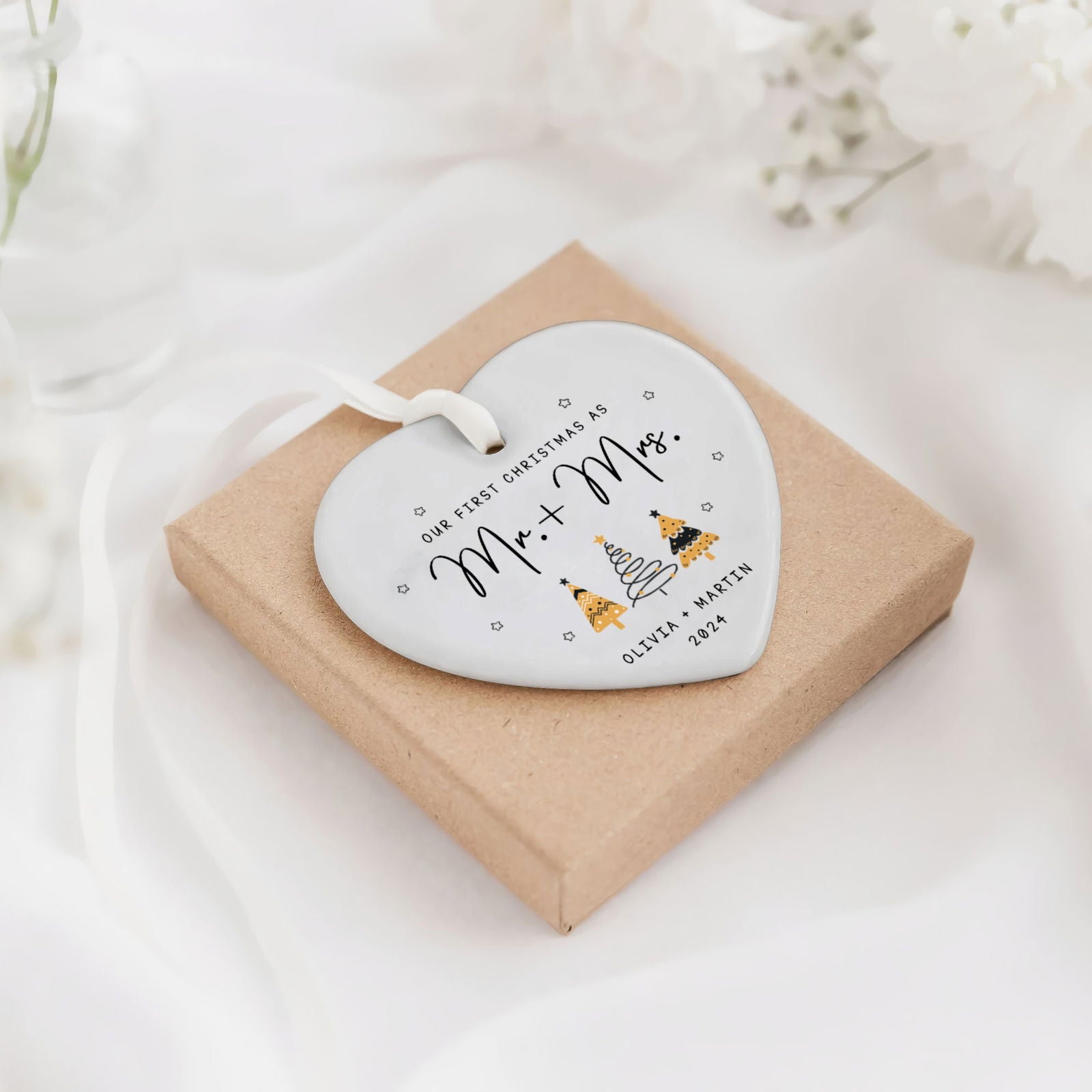 Custom Engaged Ornament, Ornament Engagement Gift For Newly Engaged Couple CY06-04 - Kindlytoys