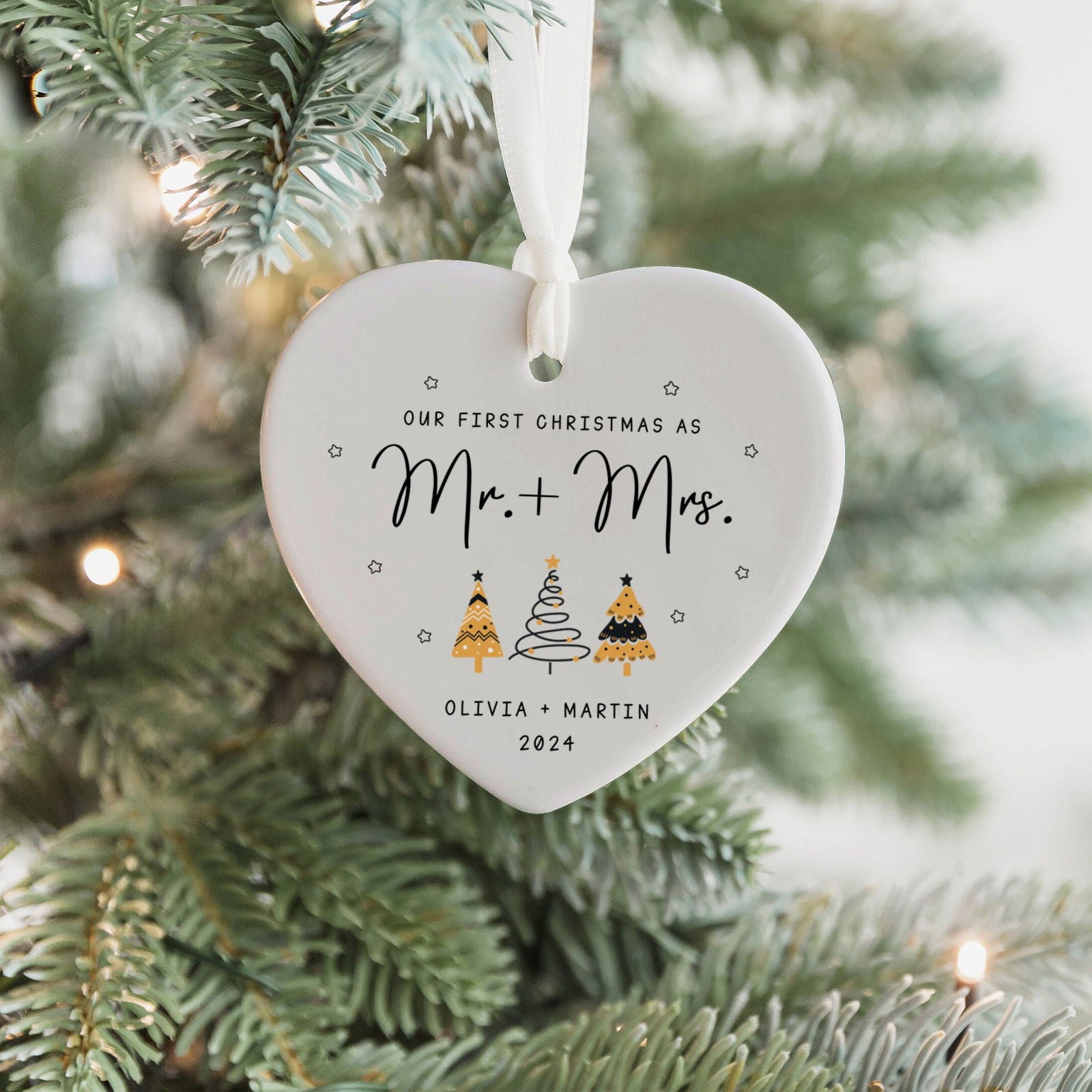 Custom Engaged Ornament, Ornament Engagement Gift For Newly Engaged Couple CY06-04 - Kindlytoys