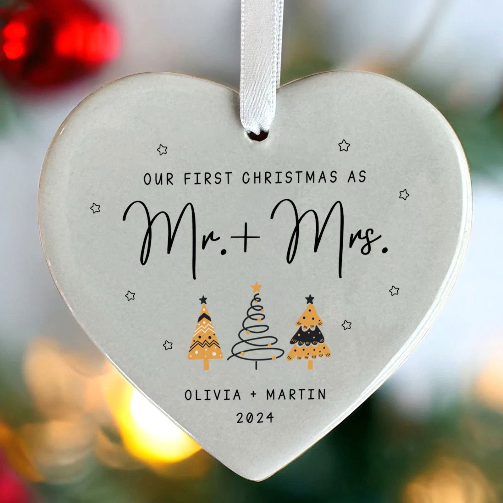 Custom Engaged Ornament, Ornament Engagement Gift For Newly Engaged Couple CY06-04 - Kindlytoys
