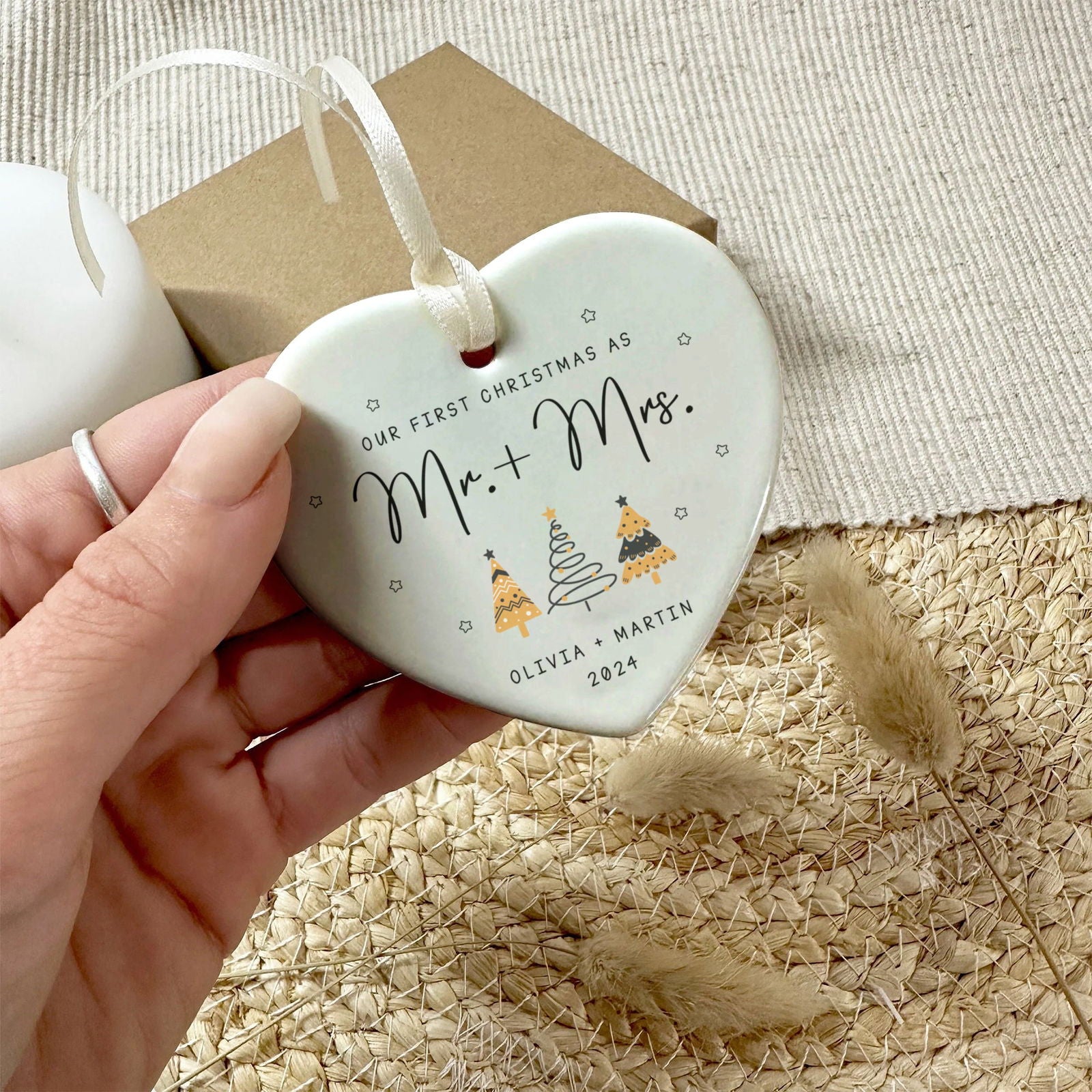 Custom Engaged Ornament, Ornament Engagement Gift For Newly Engaged Couple CY06-04 - Kindlytoys