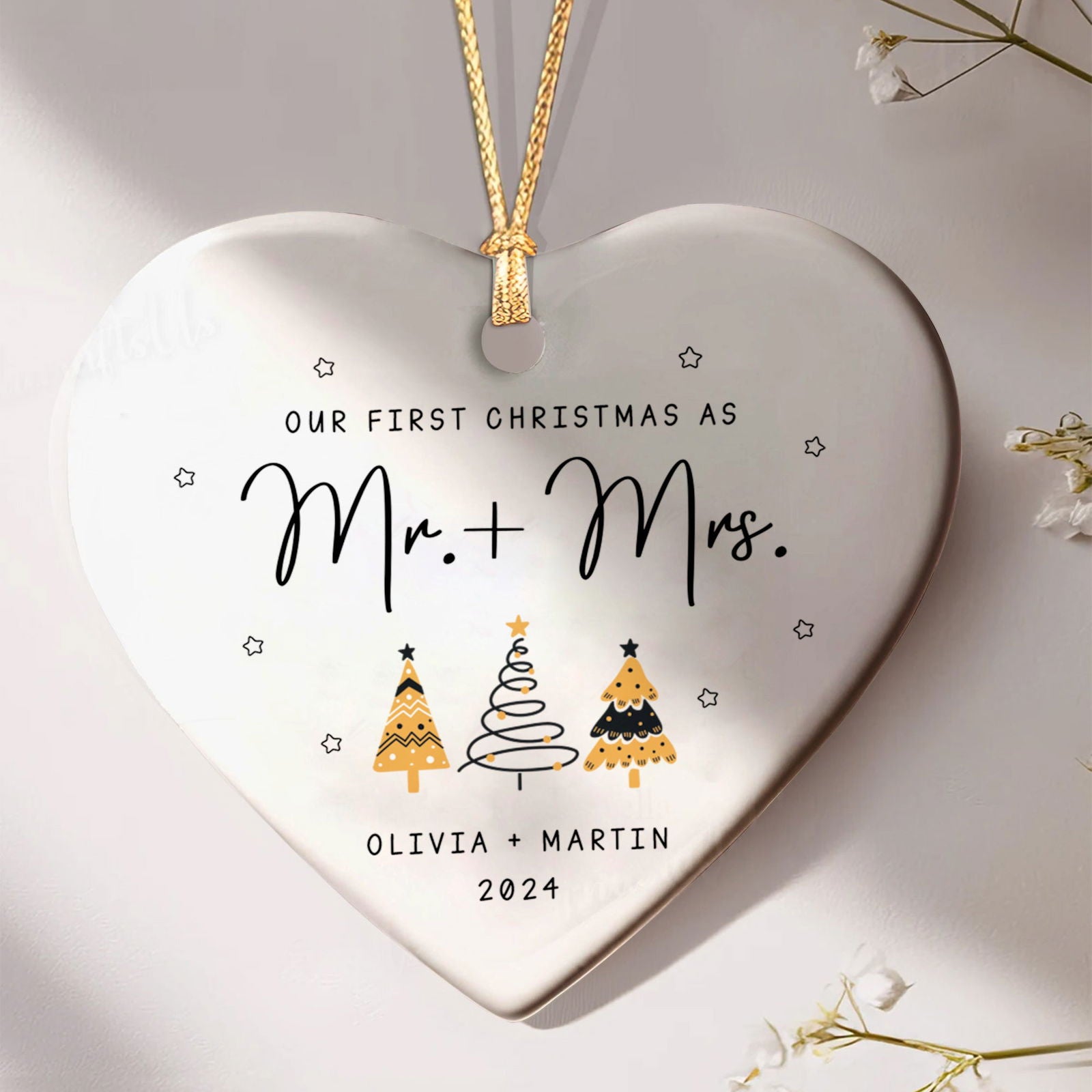 Custom Engaged Ornament, Ornament Engagement Gift For Newly Engaged Couple CY06-04 - Kindlytoys