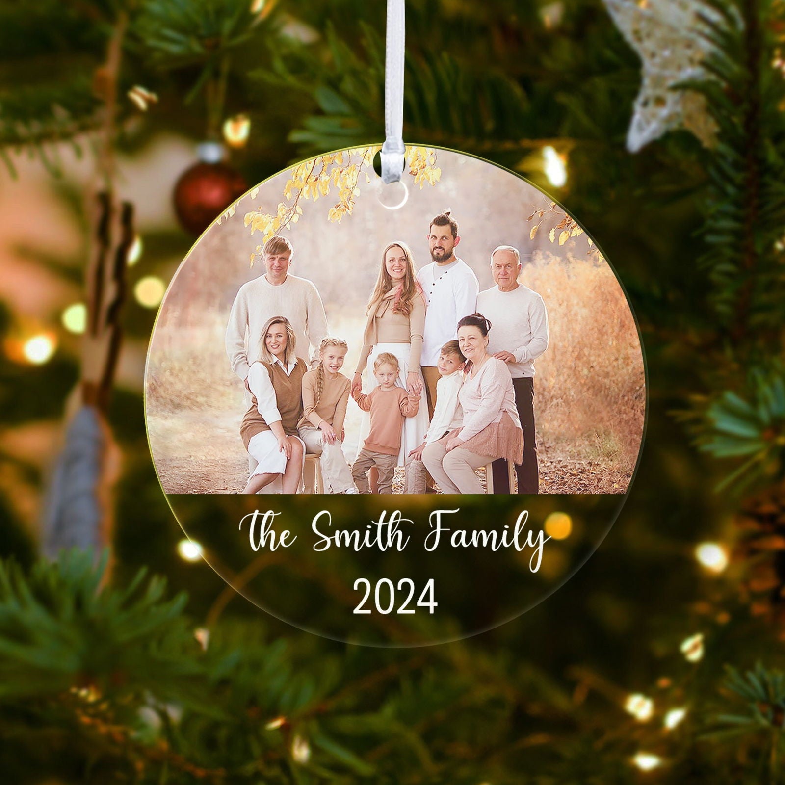 Custom Family Photo Ornament, Personalized Family Ornament with Christmas Tree AV03-13 - Kindlytoys
