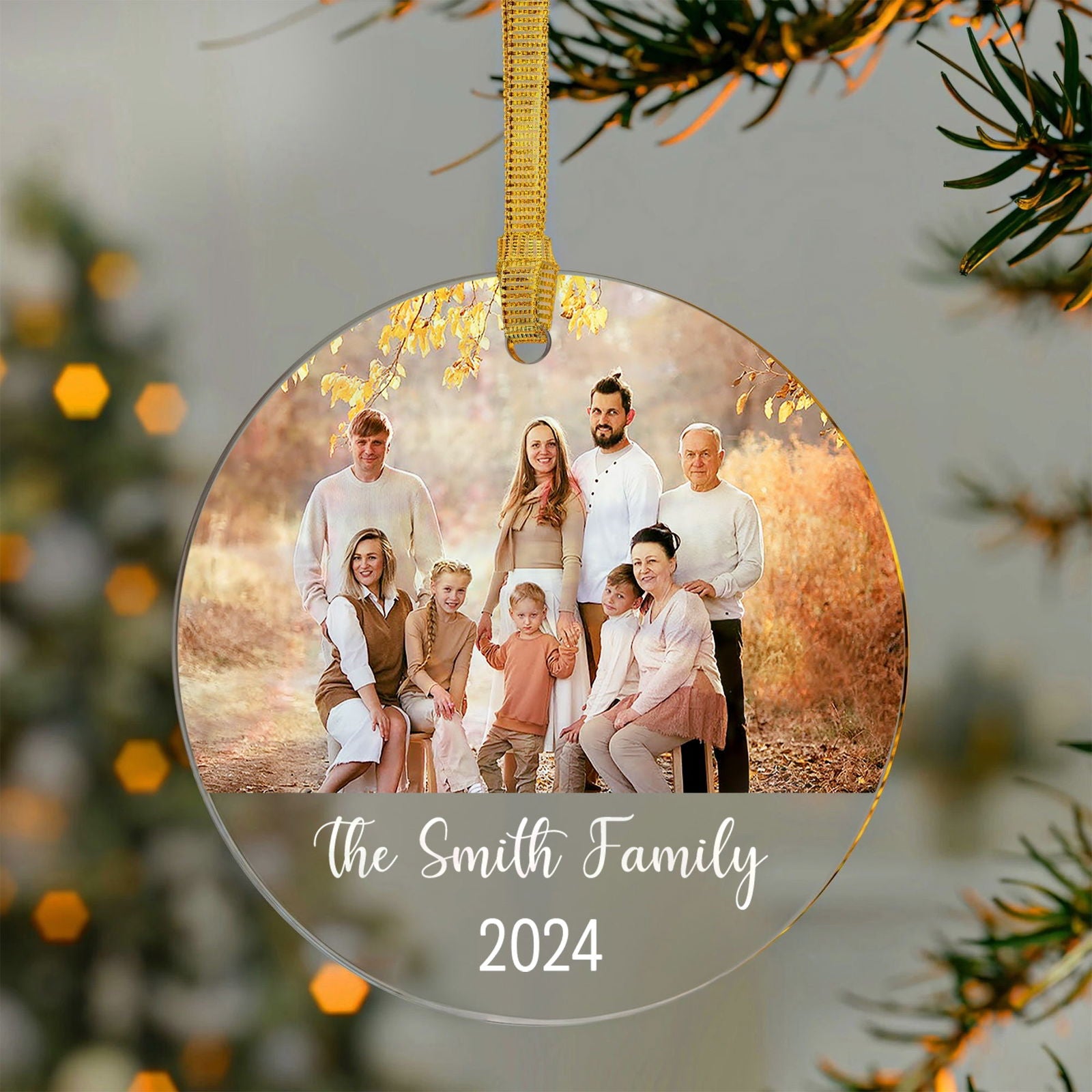 Custom Family Photo Ornament, Personalized Family Ornament with Christmas Tree AV03-13 - Kindlytoys