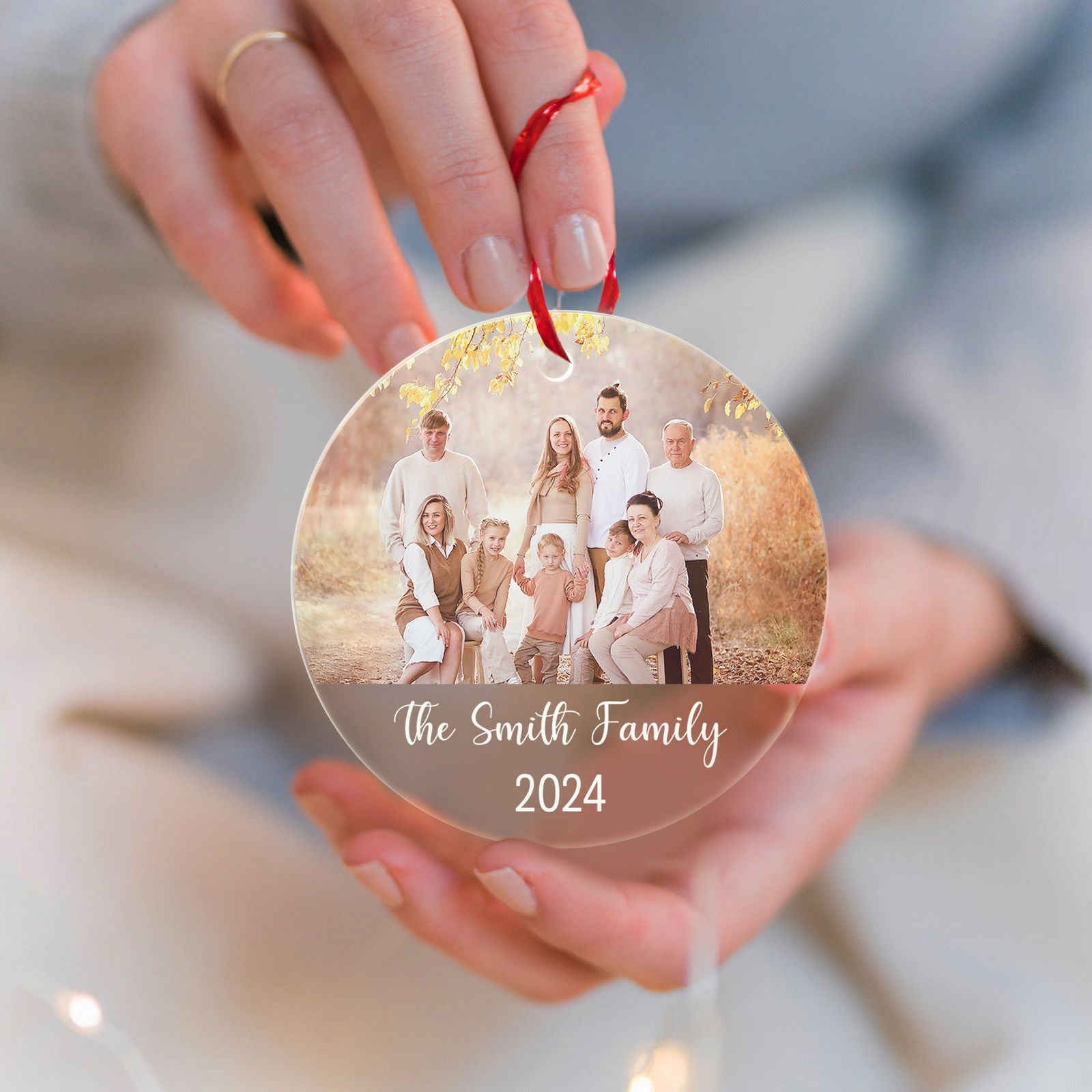 Custom Family Photo Ornament, Personalized Family Ornament with Christmas Tree AV03-13 - Kindlytoys