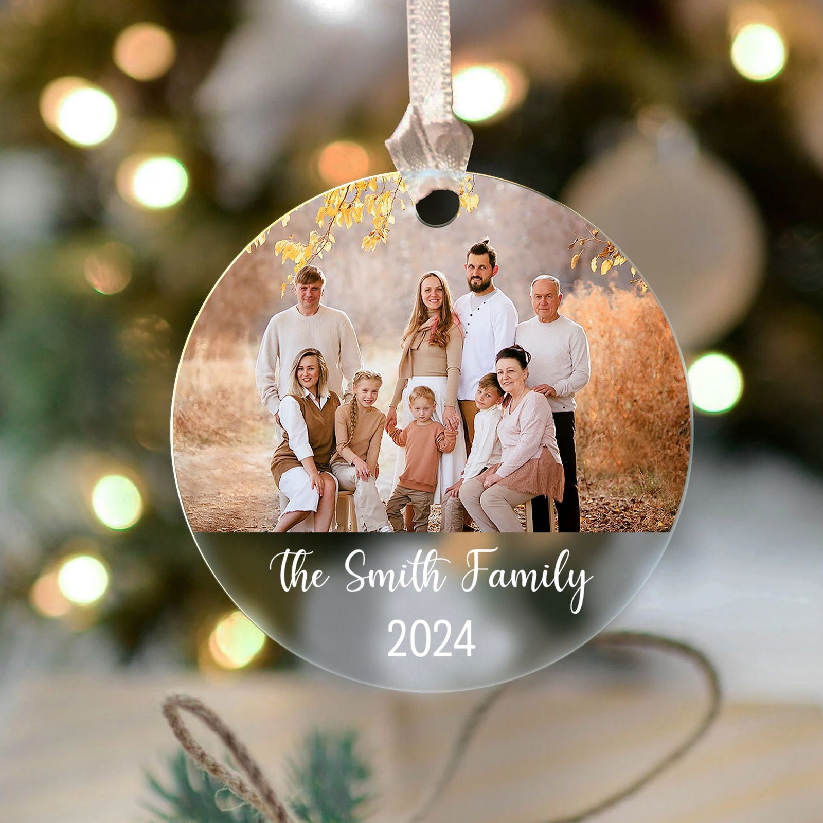 Custom Family Photo Ornament, Personalized Family Ornament with Christmas Tree AV03-13 - Kindlytoys