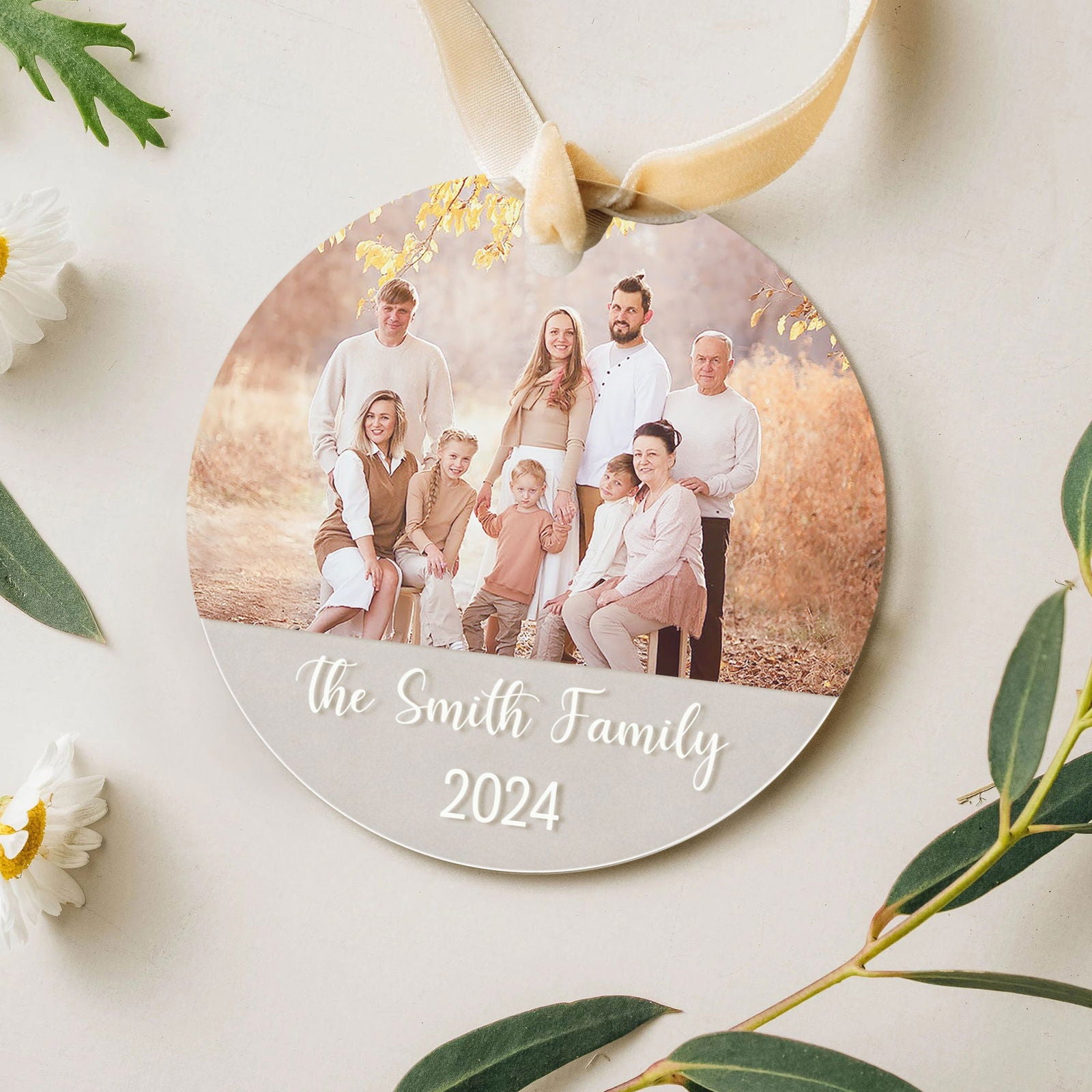 Custom Family Photo Ornament, Personalized Family Ornament with Christmas Tree AV03-13 - Kindlytoys