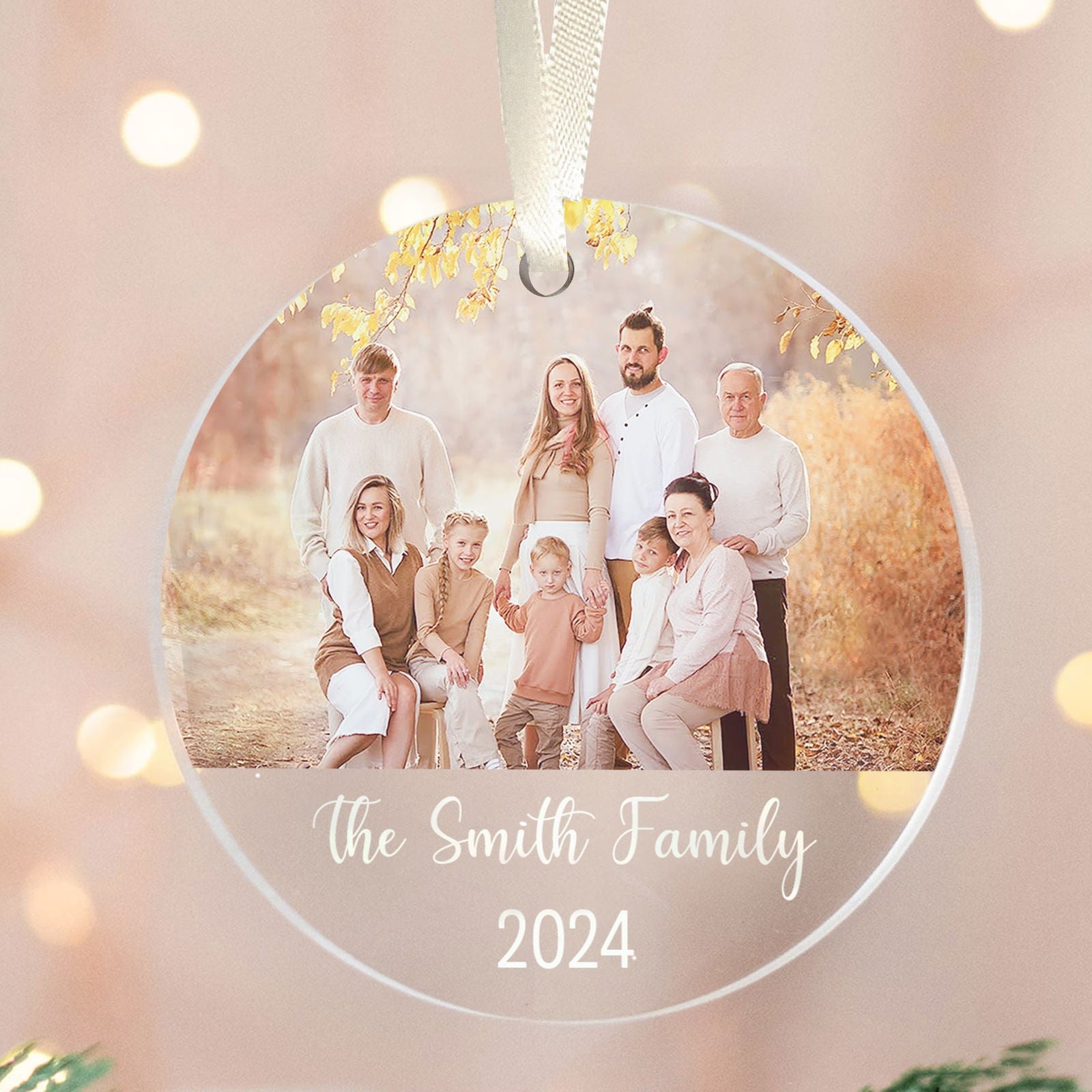 Custom Family Photo Ornament, Personalized Family Ornament with Christmas Tree AV03-13 - Kindlytoys