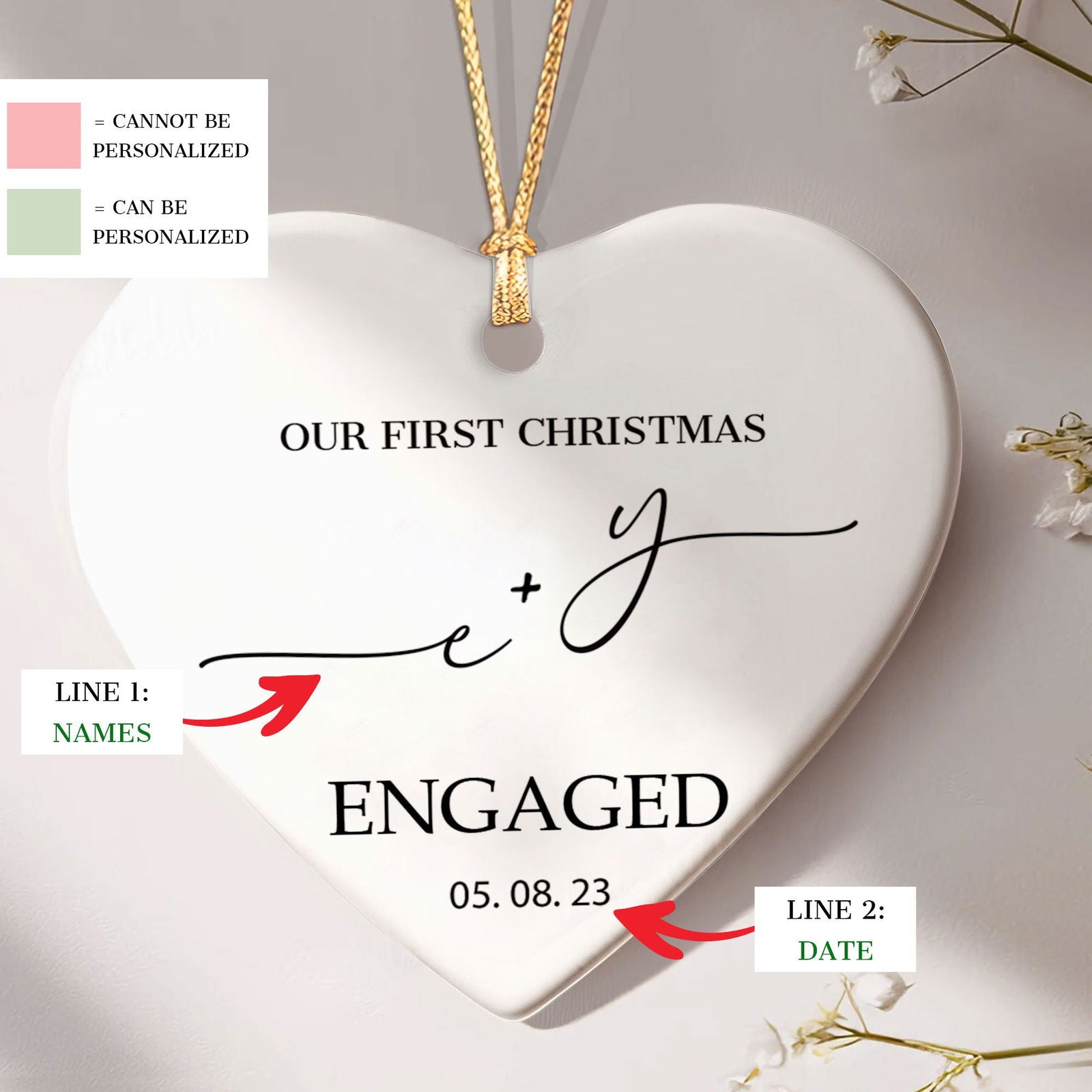 Custom First Christmas Married Ornament, Mr Mrs Ornament, Personalized Wedding Gift CY05-11 - Kindlytoys