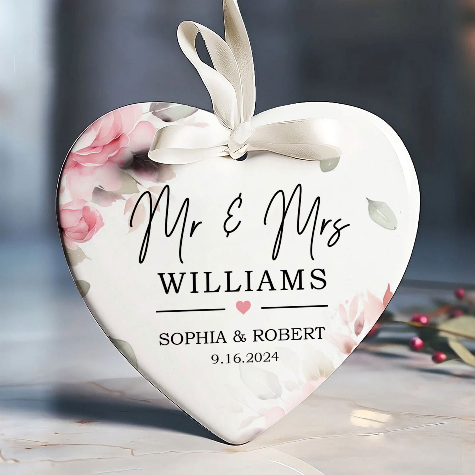 Custom First Christmas Married Ornament, Mr Mrs Ornament, Personalized Wedding Gift CY05-12 - Kindlytoys