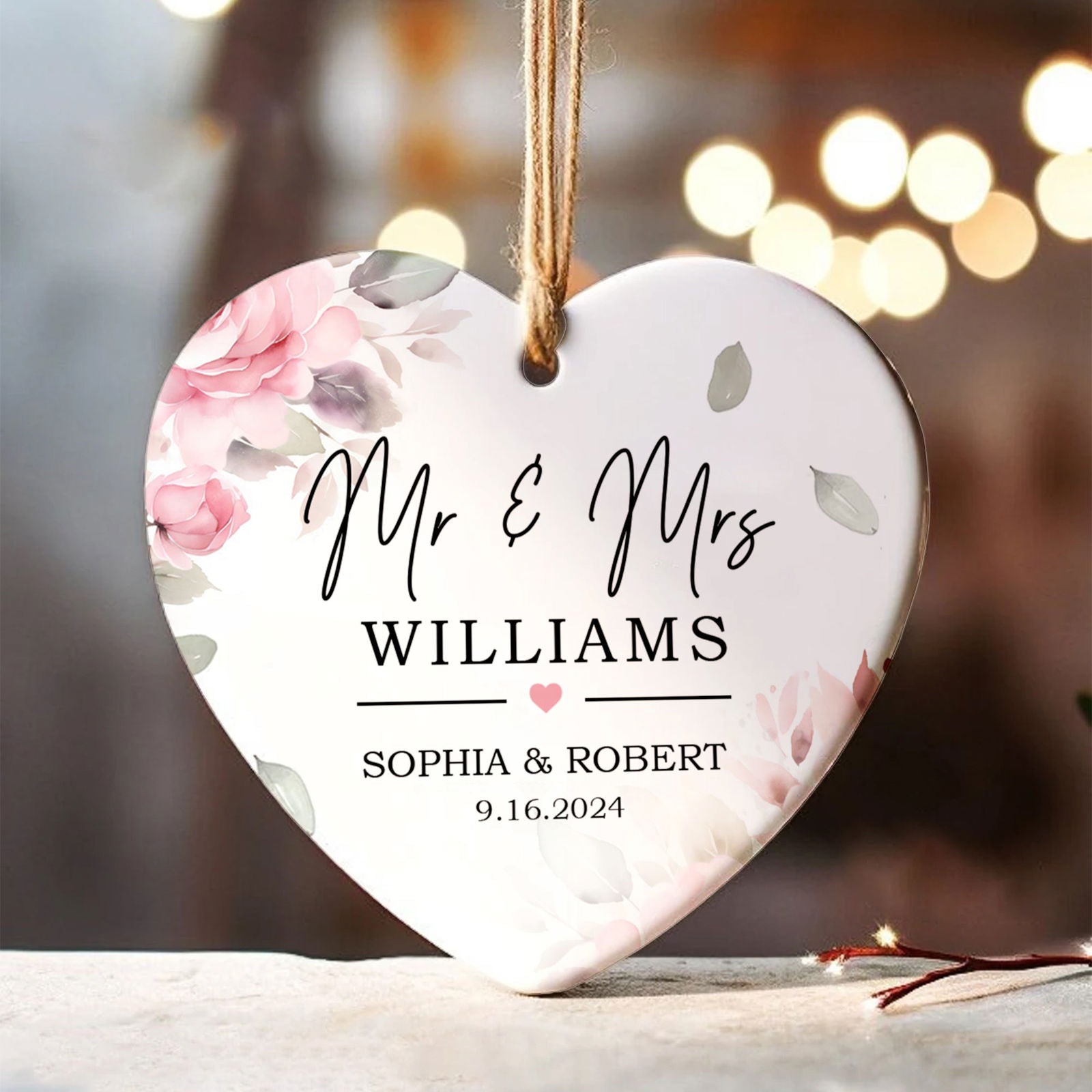 Custom First Christmas Married Ornament, Mr Mrs Ornament, Personalized Wedding Gift CY05-12 - Kindlytoys
