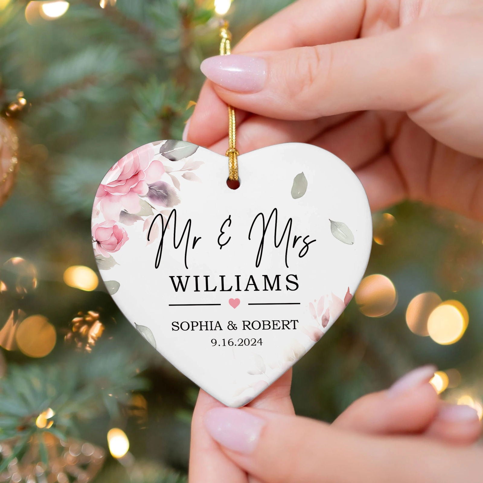 Custom First Christmas Married Ornament, Mr Mrs Ornament, Personalized Wedding Gift CY05-12 - Kindlytoys