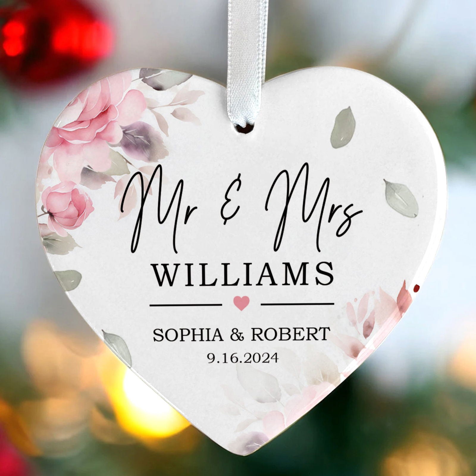 Custom First Christmas Married Ornament, Mr Mrs Ornament, Personalized Wedding Gift CY05-12 - Kindlytoys