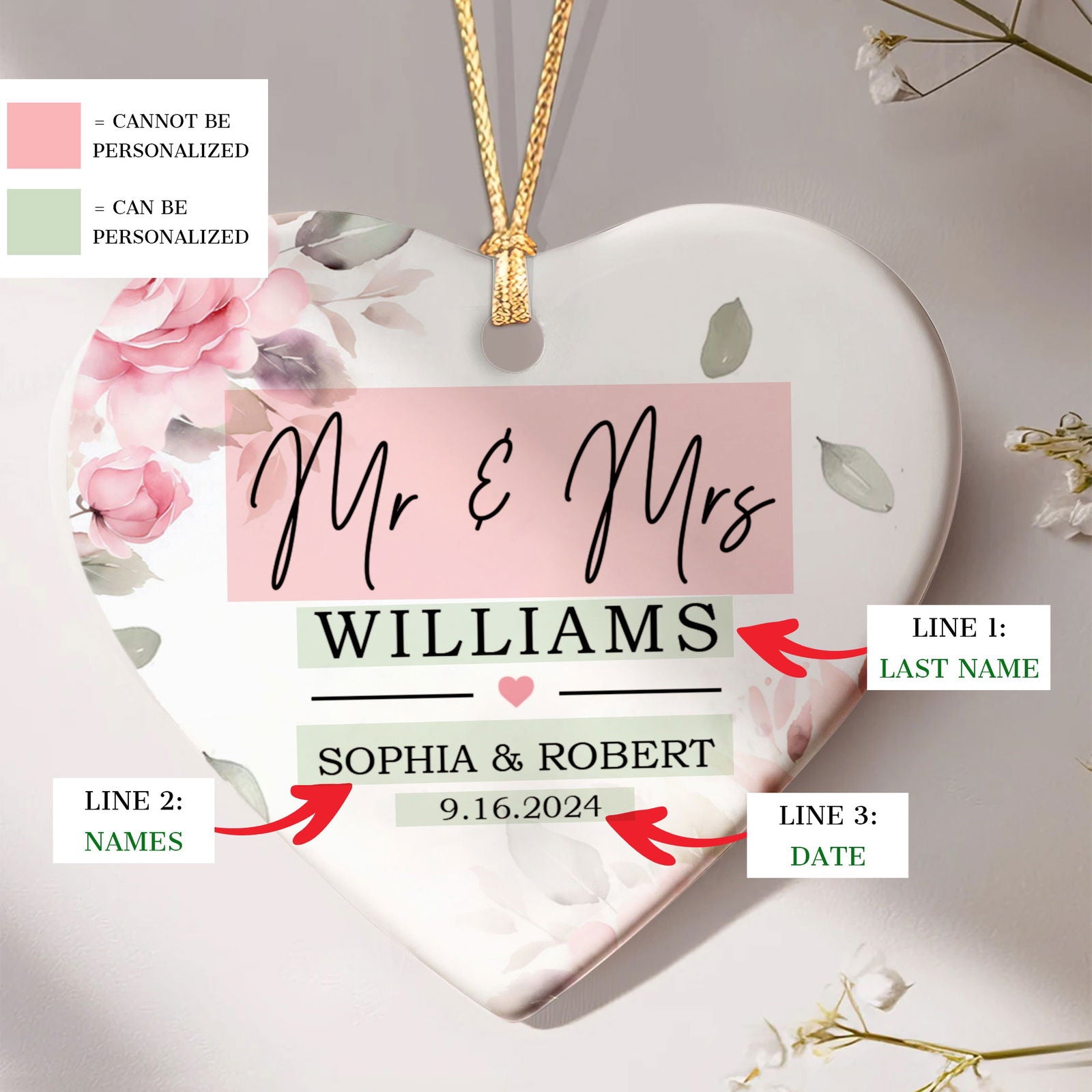 Custom First Christmas Married Ornament, Mr Mrs Ornament, Personalized Wedding Gift CY05-12 - Kindlytoys