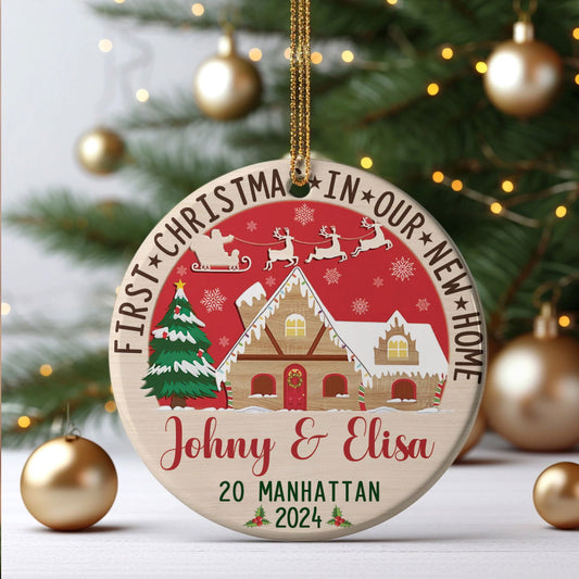 Custom House Address Christmas Ornament, Custom New House Gift Ideas, Personalized New Home Ornament, Housewarming Gifts for New House Ornament, Welcome Home Gifts, Personalized First Christmas in Our New Home Ornament, Couples New Home Ornament CX01-2 - Kindlytoys