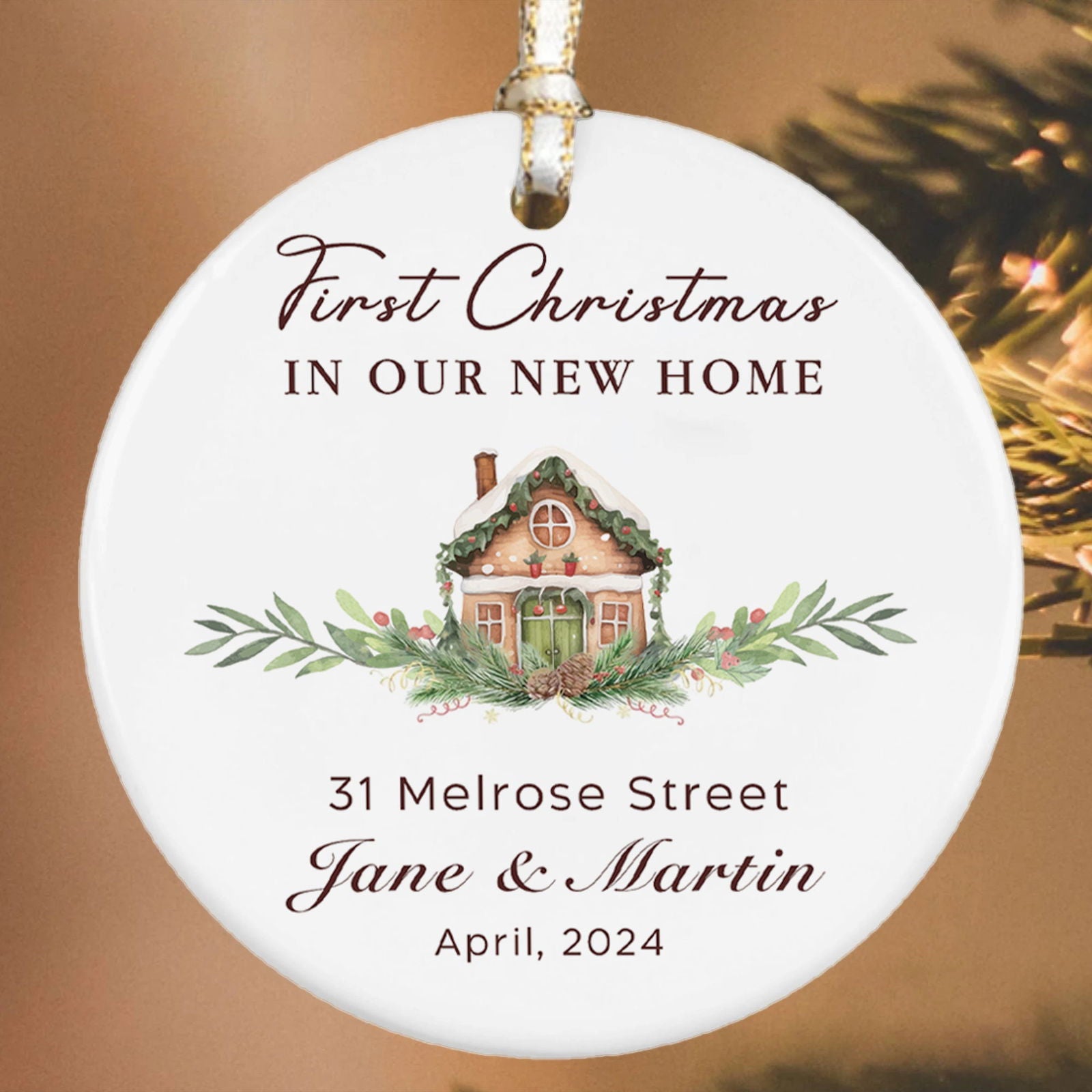 Custom House Address Christmas Ornament, Housewarming Gifts for New House Ornament, Personalized First Christmas in Our New Home Ornament, Personalized New Home Ornament, Custom New House Gift Ideas CX01-6 - Kindlytoys