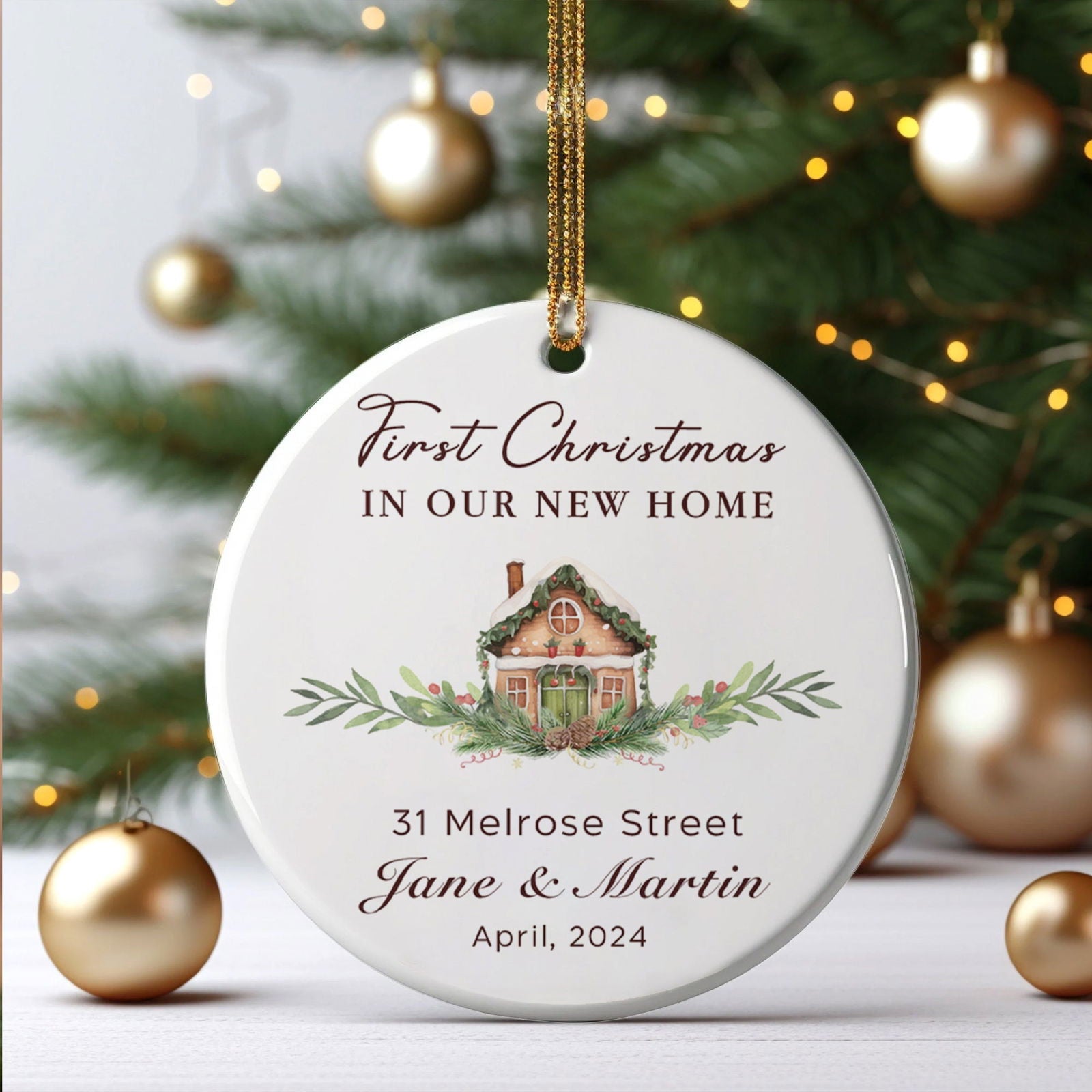 Custom House Address Christmas Ornament, Housewarming Gifts for New House Ornament, Personalized First Christmas in Our New Home Ornament, Personalized New Home Ornament, Custom New House Gift Ideas CX01-6 - Kindlytoys