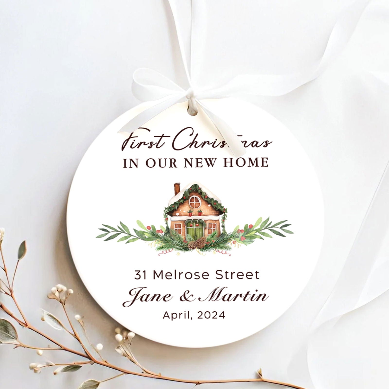 Custom House Address Christmas Ornament, Housewarming Gifts for New House Ornament, Personalized First Christmas in Our New Home Ornament, Personalized New Home Ornament, Custom New House Gift Ideas CX01-6 - Kindlytoys