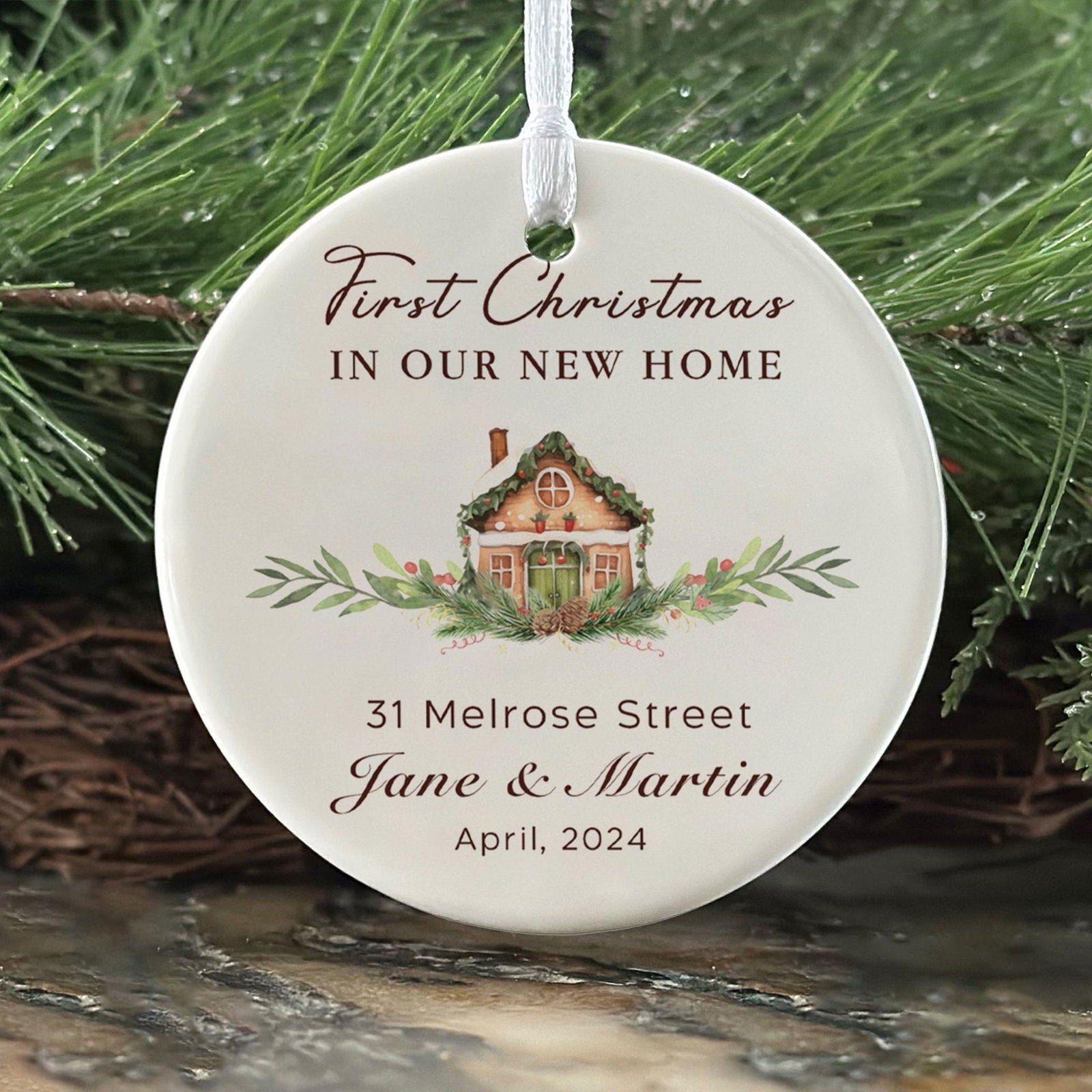 Custom House Address Christmas Ornament, Housewarming Gifts for New House Ornament, Personalized First Christmas in Our New Home Ornament, Personalized New Home Ornament, Custom New House Gift Ideas CX01-6 - Kindlytoys