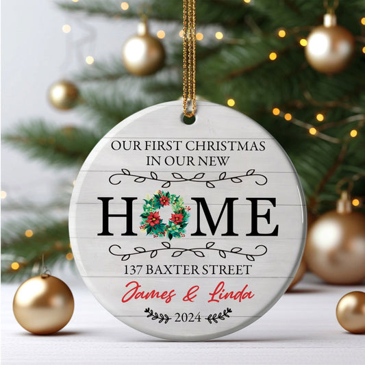 Custom House Address Christmas Ornament, Personalized New Home Ornament, Custom New House Gift Ideas, Personalized First Christmas in Our New Home Ornament, Couples New Home Ornament, Housewarming New House Ornament CX01-12 - Kindlytoys