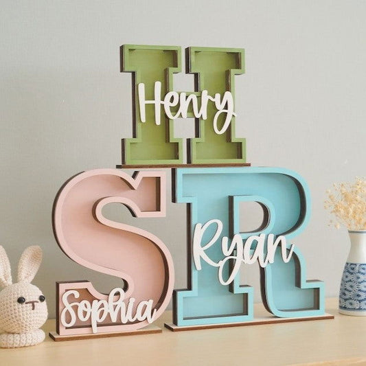 Custom Letter Piggy Bank For Kids, Wooden Coin Bank, Baby Birthday Gifts, Money Banks, 1st Christmas gifts for kids - Kindlytoys