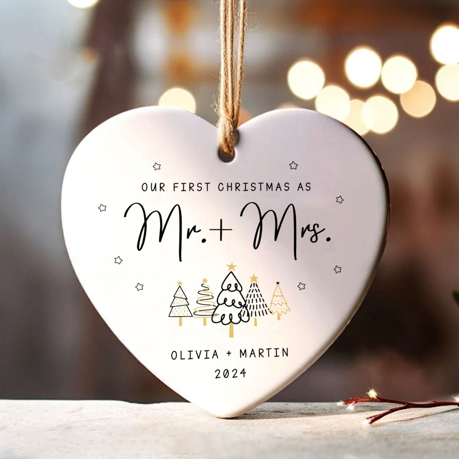 Custom Mr and Mrs Ornament, Engagement Ornament Gift For Couple, Newlywed Gift, Wedding Christmas Ornaments, Anniversary Gift For Husband Wife CY06-05 - Kindlytoys