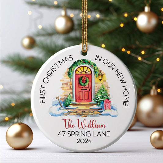 Custom New House Couples Ornament, Personalized First Christmas in Our New Home Ornament,  Custom House Address Christmas Ornament, Personalized Housewarming New Home Ornament CX01-16 - Kindlytoys