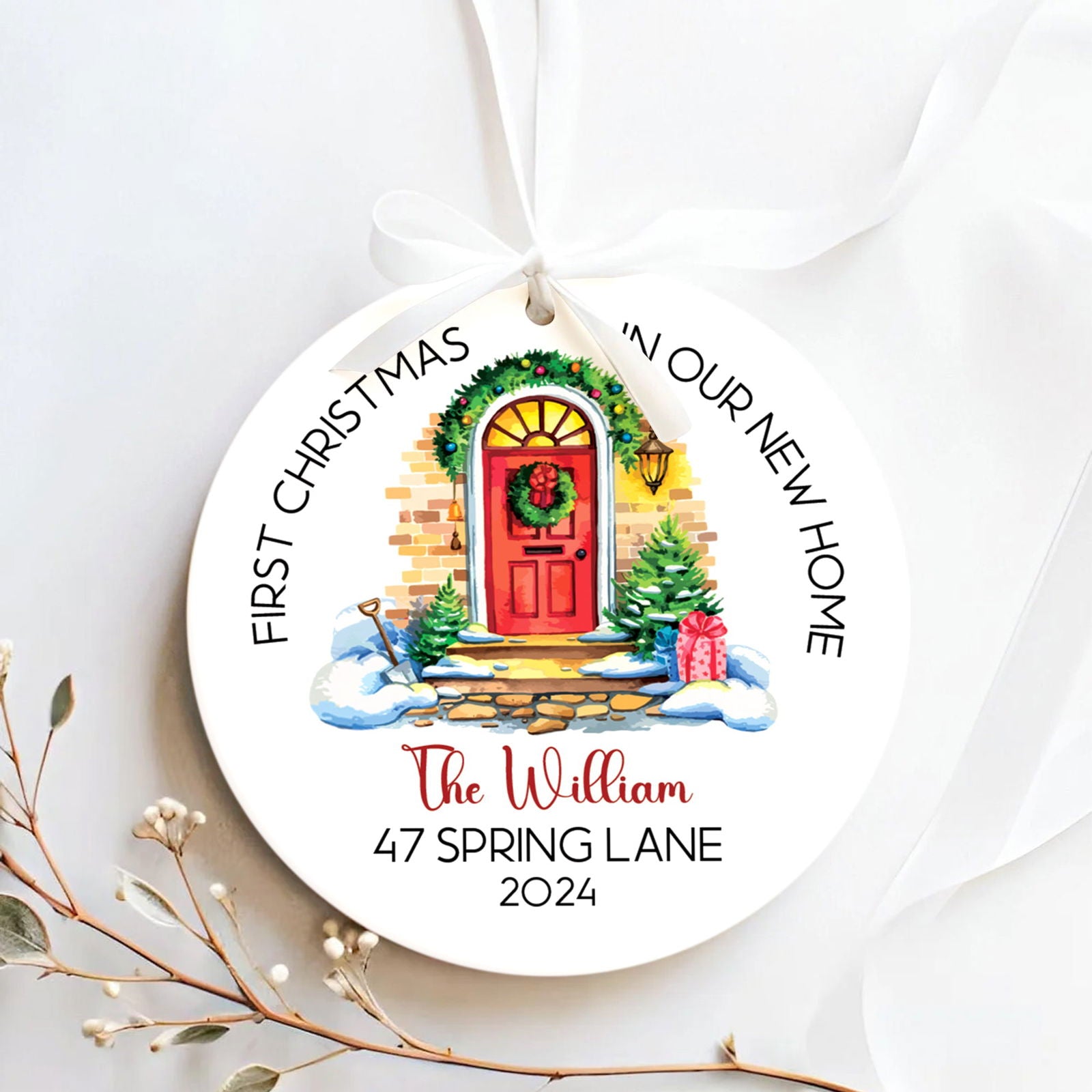 Custom New House Couples Ornament, Personalized First Christmas in Our New Home Ornament,  Custom House Address Christmas Ornament, Personalized Housewarming New Home Ornament CX01-16 - Kindlytoys