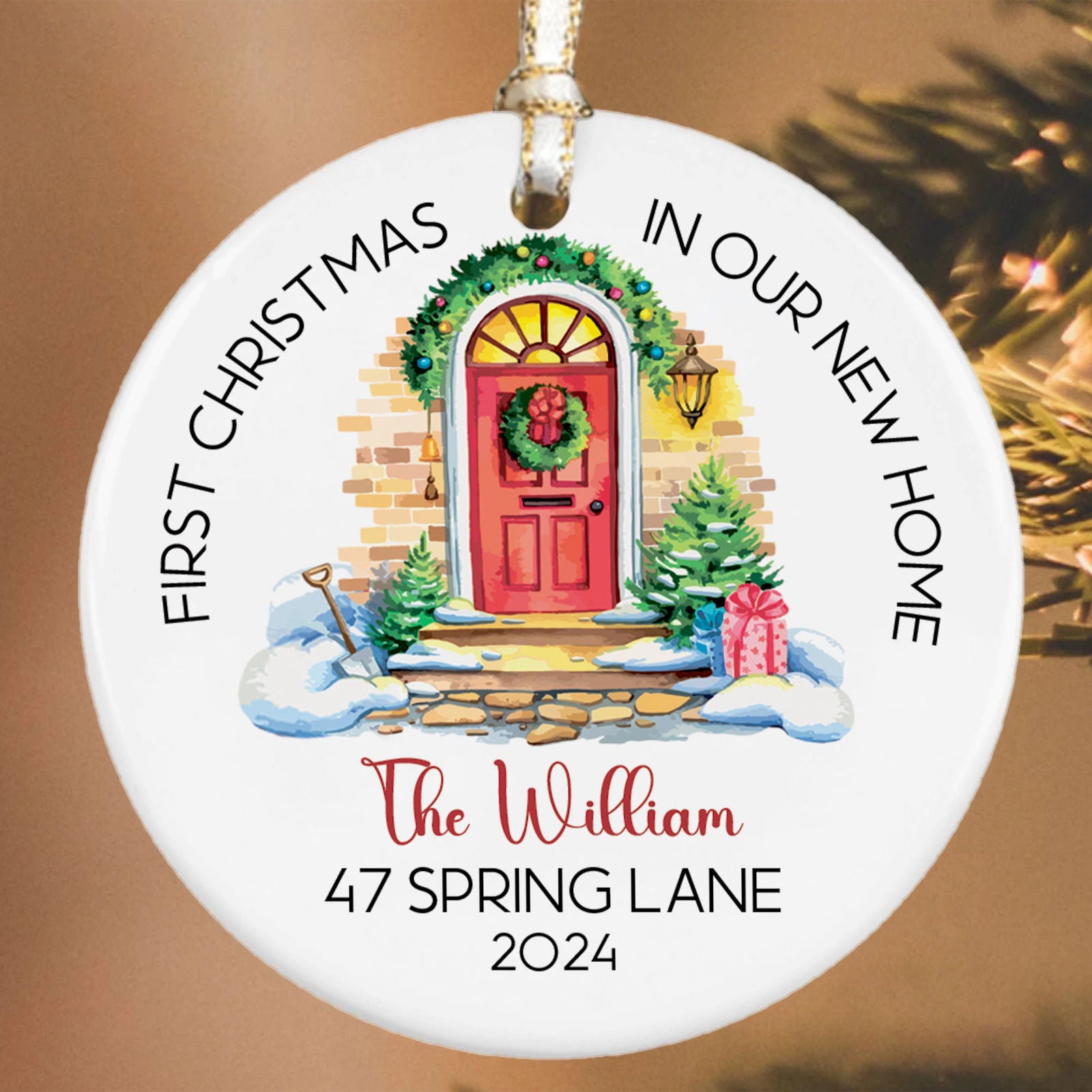 Custom New House Couples Ornament, Personalized First Christmas in Our New Home Ornament,  Custom House Address Christmas Ornament, Personalized Housewarming New Home Ornament CX01-16 - Kindlytoys