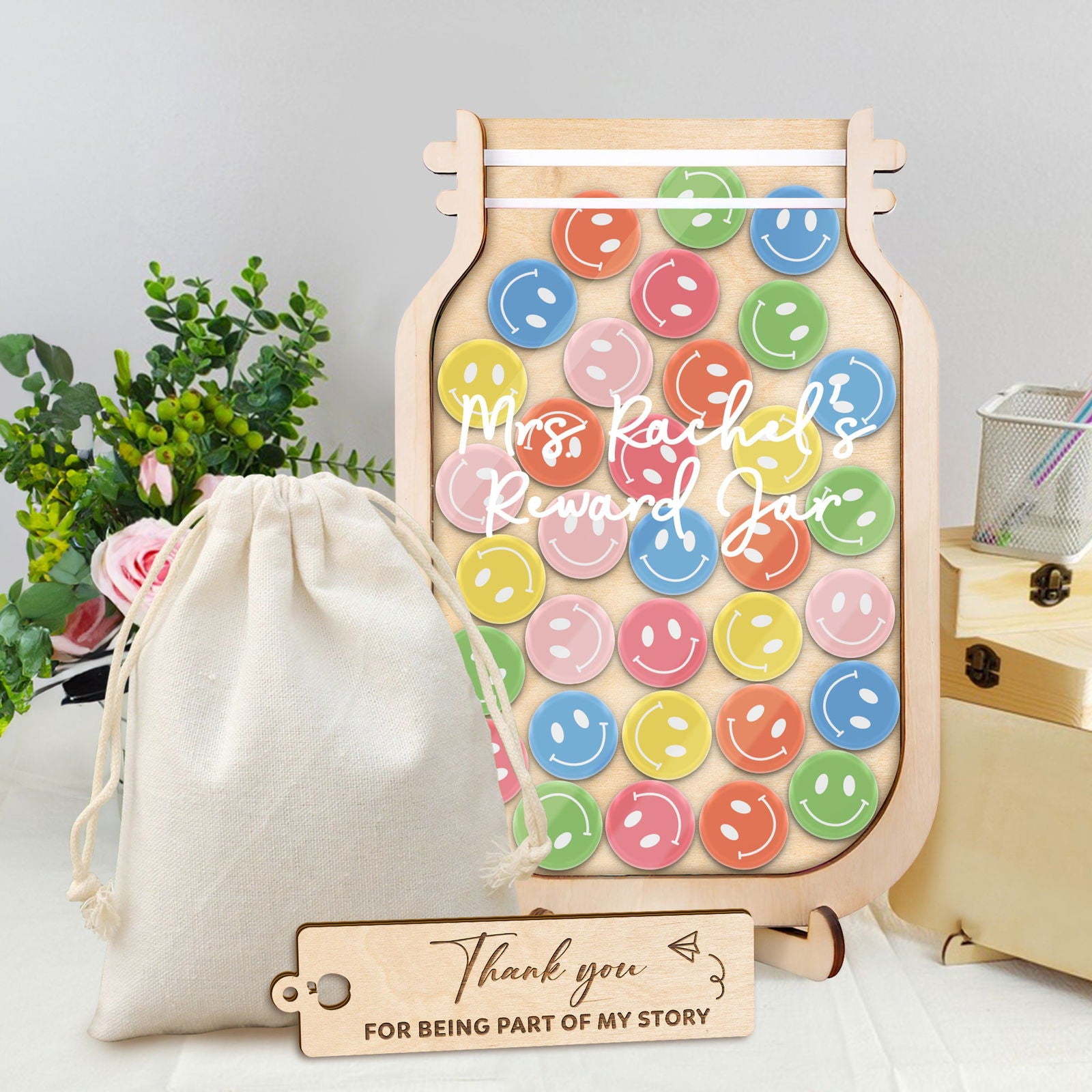 Custom Reward Jar and Tokens Smile Classroom PY09 - Kindlytoys