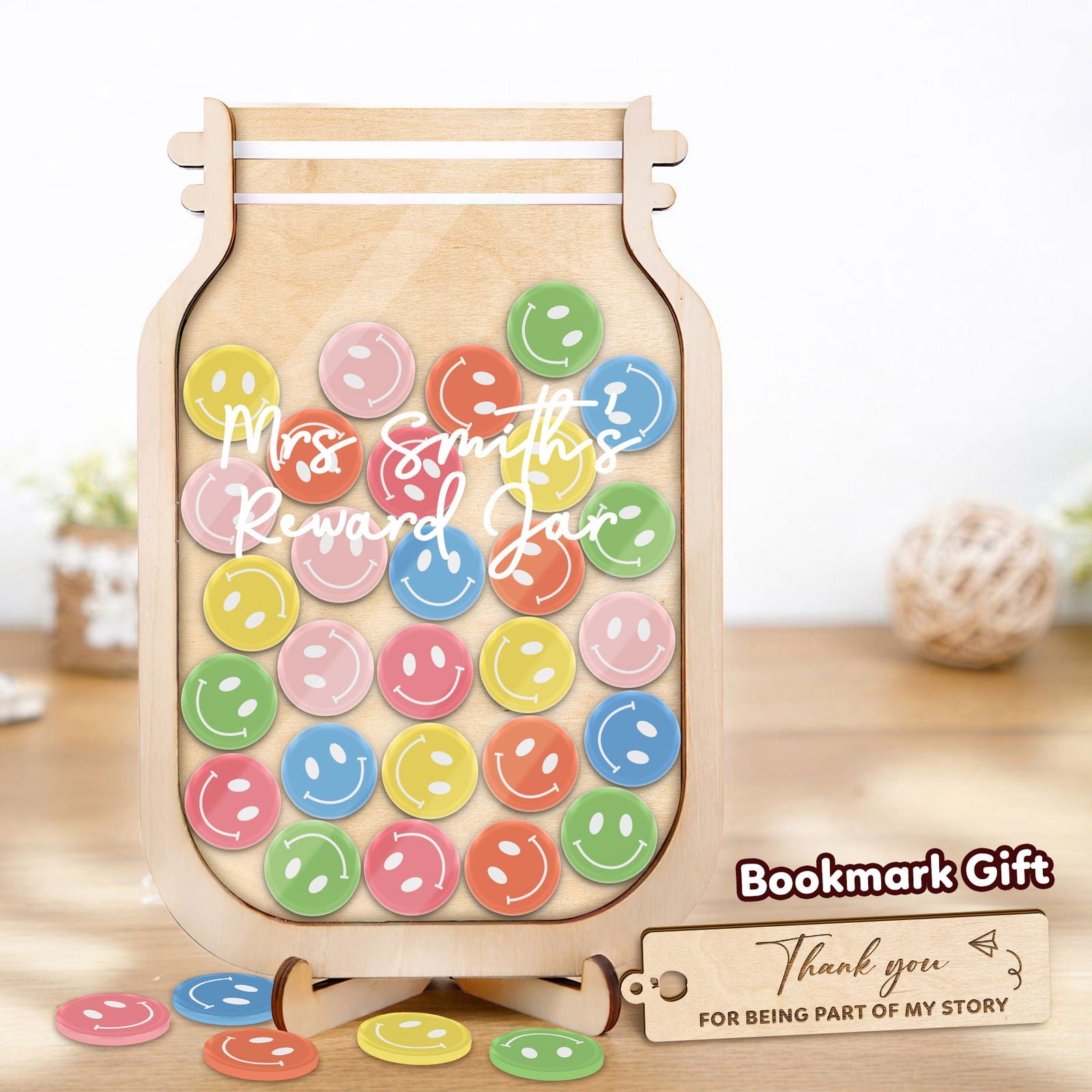 Custom Reward Jar and Tokens Smile Classroom PY09 - Kindlytoys