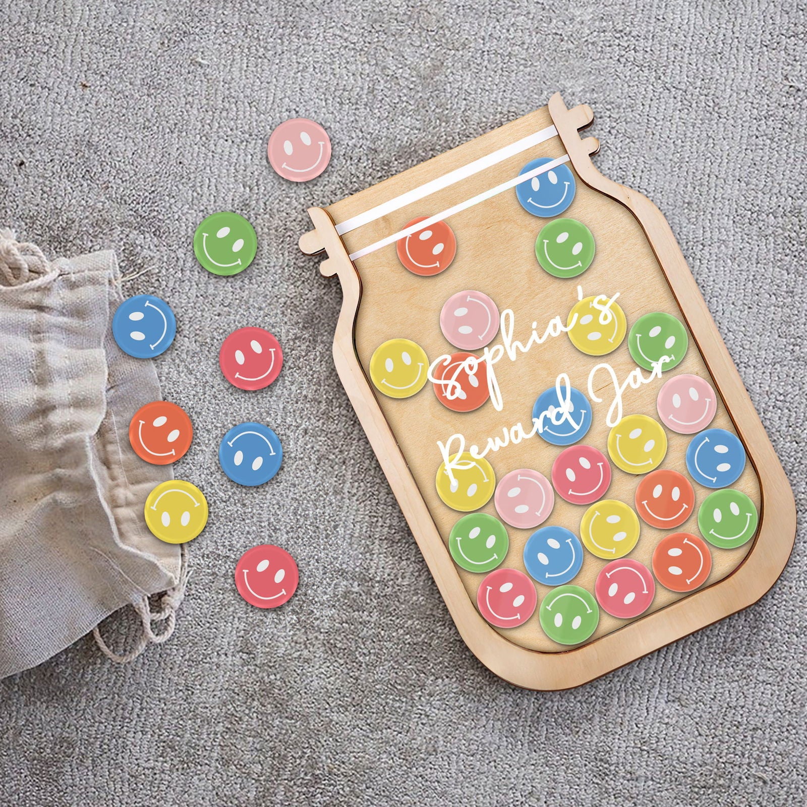 Custom Reward Jar and Tokens Smile Classroom PY09 - Kindlytoys