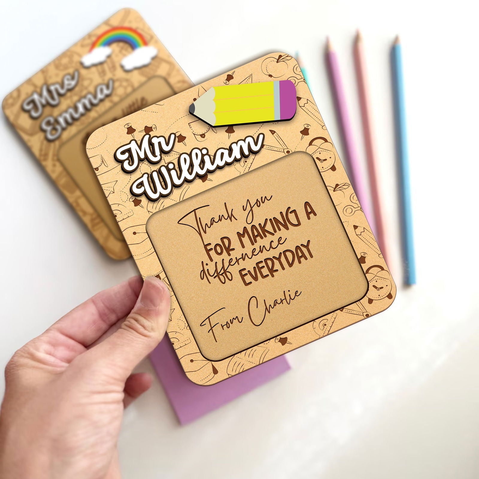 Custom Teacher Sticky Note Holder, Personalized Gift for Teacher, Teacher Appreciation Gift, Sticky Note Pad Holder SN08 - Kindlytoys