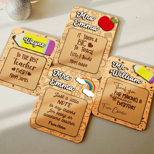 Custom Teacher Sticky Note Holder, Personalized Gift for Teacher, Teacher Appreciation Gift, Sticky Note Pad Holder SN08 - Kindlytoys