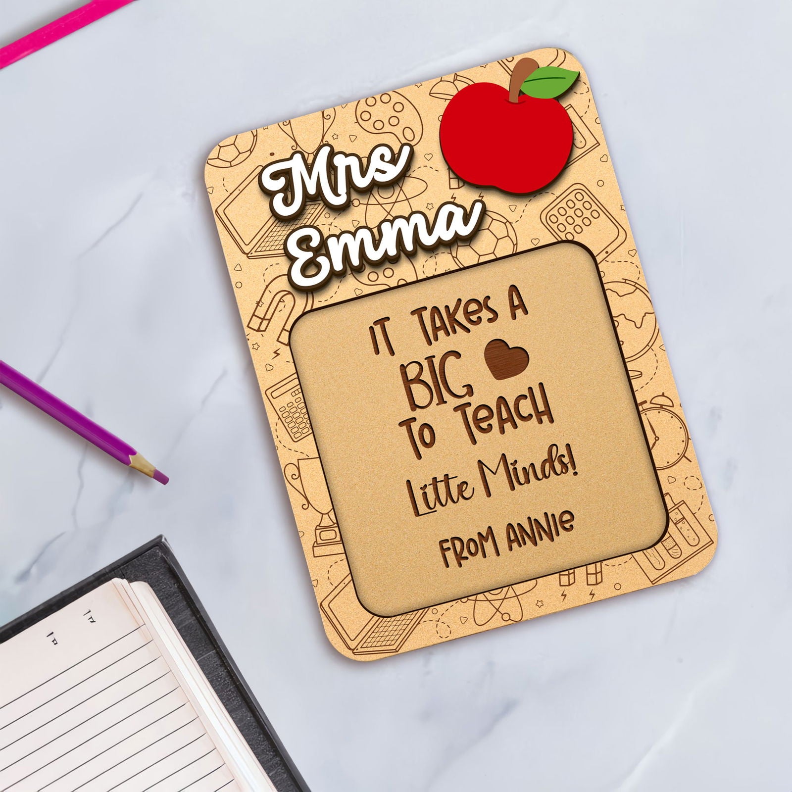 Custom Teacher Sticky Note Holder, Personalized Gift for Teacher, Teacher Appreciation Gift, Sticky Note Pad Holder SN08 - Kindlytoys