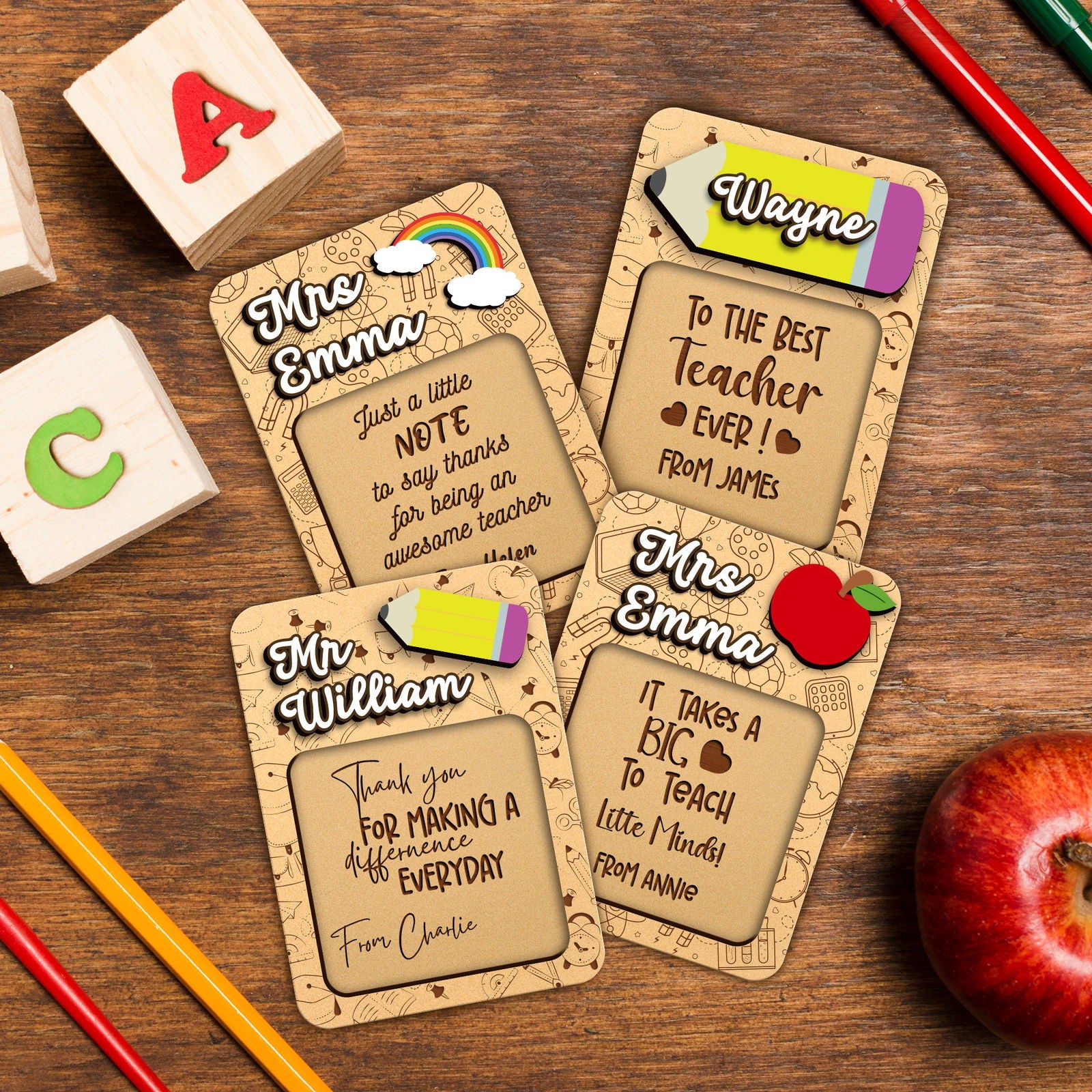 Custom Teacher Sticky Note Holder, Personalized Gift for Teacher, Teacher Appreciation Gift, Sticky Note Pad Holder SN08 - Kindlytoys