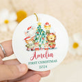 Customized First Christmas Baby Ornament, Personalized Woodland Creatures 3 Inch Ceramic Christmas Ornament, Holiday Keepsake Ornament, Gift For Baby CX02-61 - Kindlytoys
