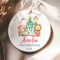 Customized First Christmas Baby Ornament, Personalized Woodland Creatures 3 Inch Ceramic Christmas Ornament, Holiday Keepsake Ornament, Gift For Baby CX02-61 - Kindlytoys
