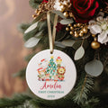 Customized First Christmas Baby Ornament, Personalized Woodland Creatures 3 Inch Ceramic Christmas Ornament, Holiday Keepsake Ornament, Gift For Baby CX02-61 - Kindlytoys
