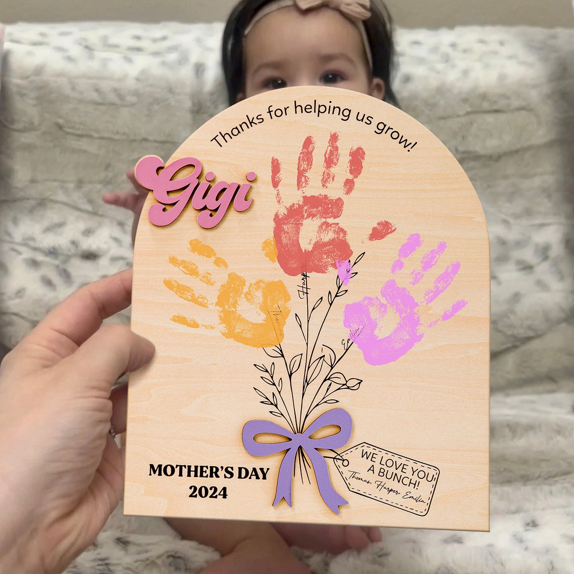 DIY Mothers Day Flower Handprint, Personalized Gift for Mom, Handprint Crafts From Kids, Mothers Day Keepsake, Gifts for Mom Grandma FT14 - Kindlytoys