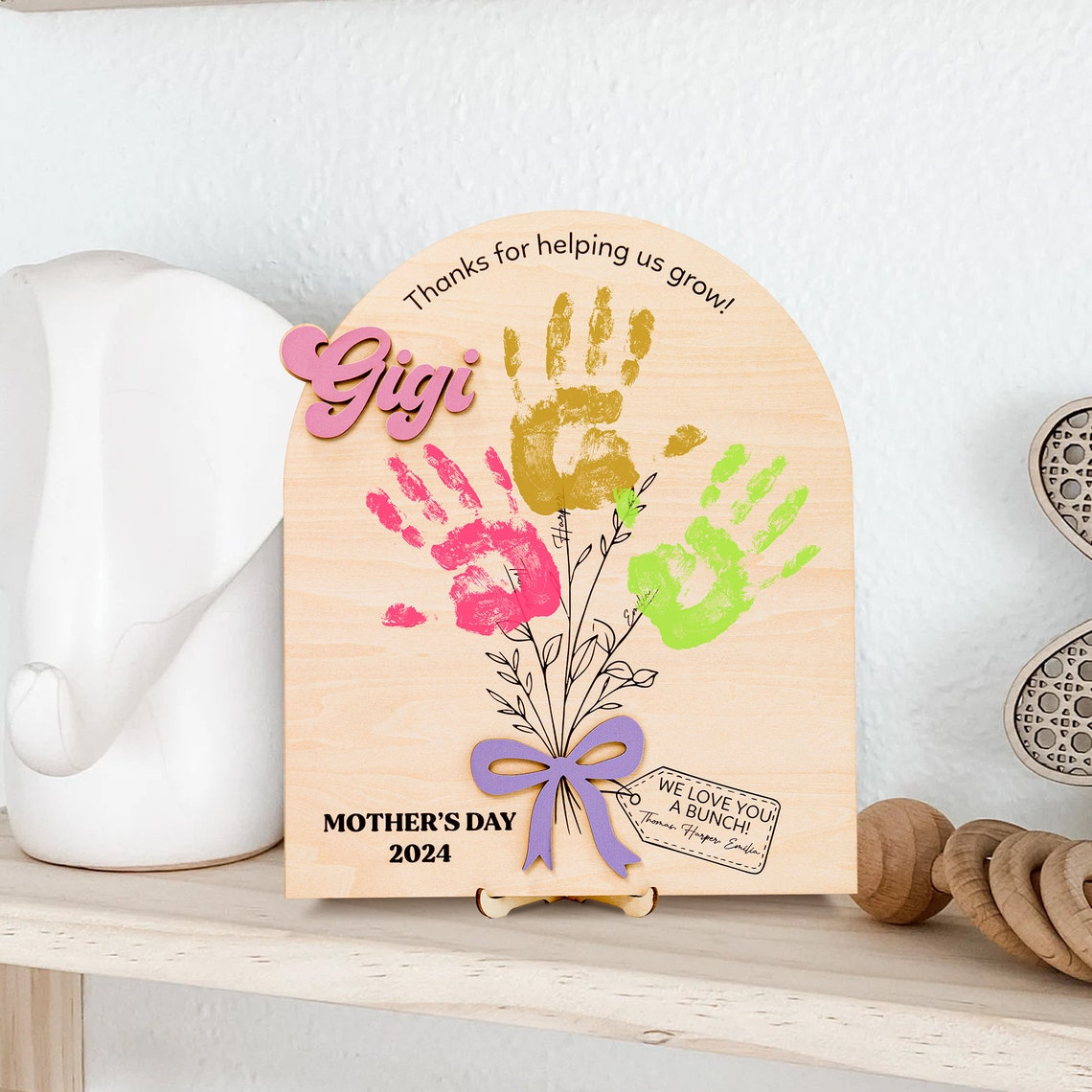 DIY Mothers Day Flower Handprint, Personalized Gift for Mom, Handprint Crafts From Kids, Mothers Day Keepsake, Gifts for Mom Grandma FT14 - Kindlytoys