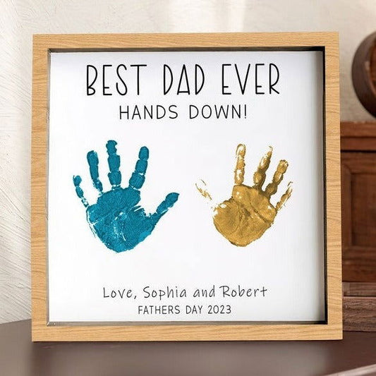 DIY Wooden Handprint for Father, Best Dad Ever Handprint, Gift ideas for dad, Personalized gifts for dad, Fathers Day Gift HW01 - Kindlytoys