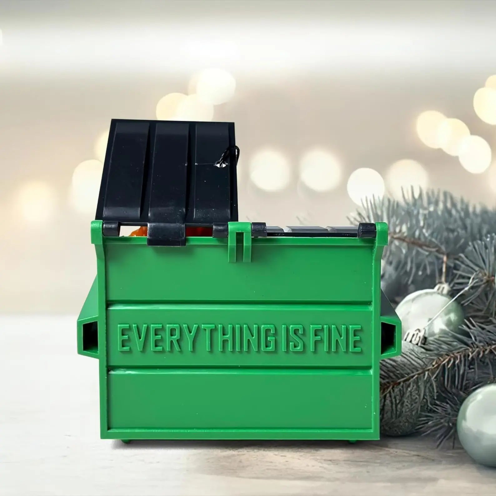 Dumpster Fire Ornament LED Flickering, 2024 Funny Christmas Ornament, Personalized Xmas Decoration, Everything is Fine, Funny Christmas Gifts - Kindlytoys