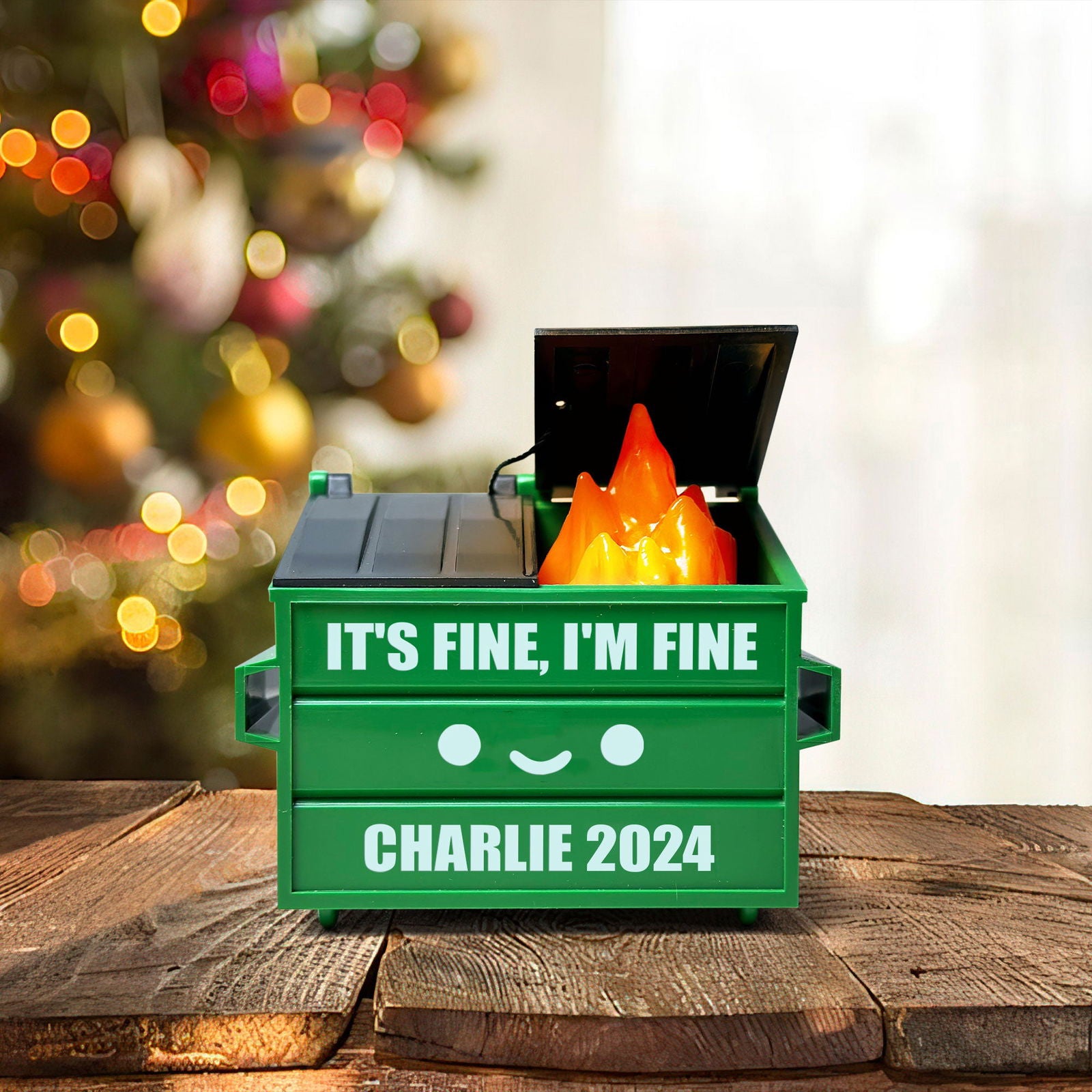 Dumpster Fire Ornament LED Flickering, 2024 Funny Christmas Ornament, Personalized Xmas Decoration, Everything is Fine, Funny Christmas Gifts - Kindlytoys