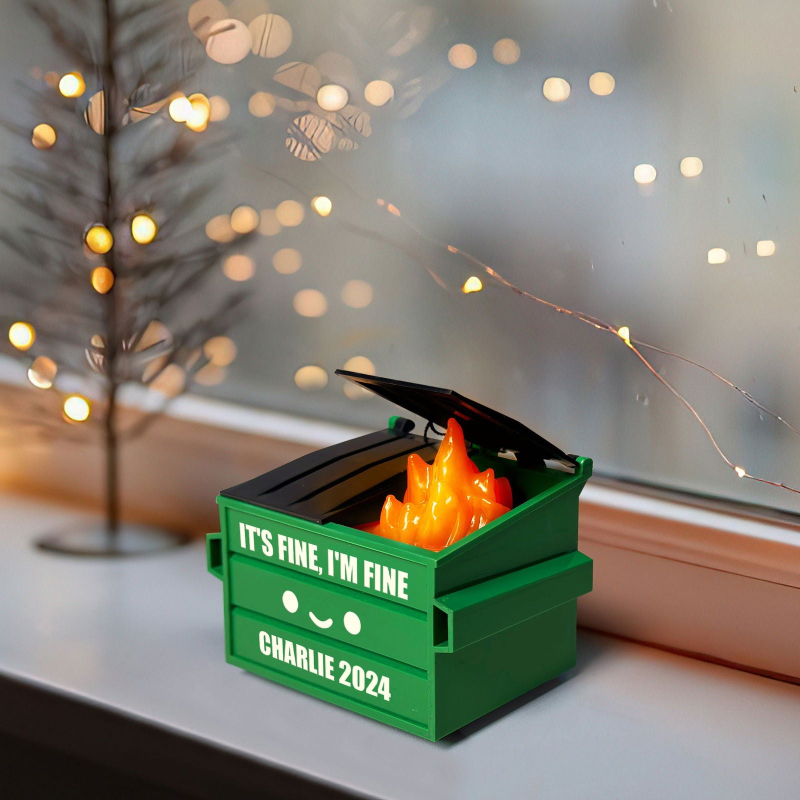 Dumpster Fire Ornament LED Flickering, 2024 Funny Christmas Ornament, Personalized Xmas Decoration, Everything is Fine, Funny Christmas Gifts - Kindlytoys