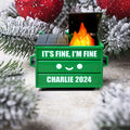 Dumpster Fire Ornament LED Flickering, 2024 Funny Christmas Ornament, Personalized Xmas Decoration, Everything is Fine, Funny Christmas Gifts - Kindlytoys