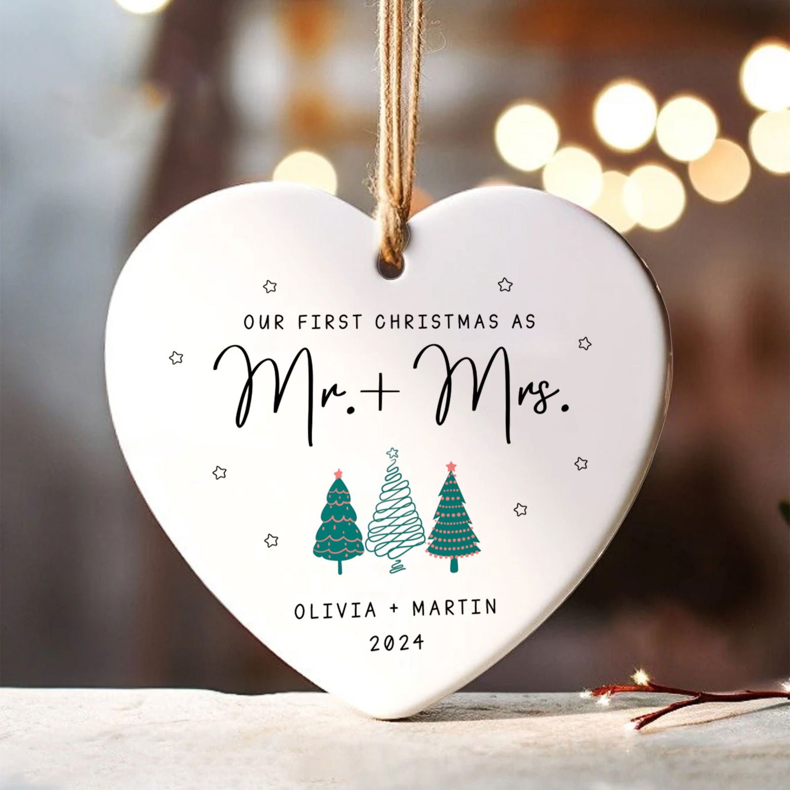 Engagement Ornament Gift For Couple, Newlywed Gift, Wedding Christmas Ornaments, Anniversary Gift For Husband Wife CY06-06 - Kindlytoys