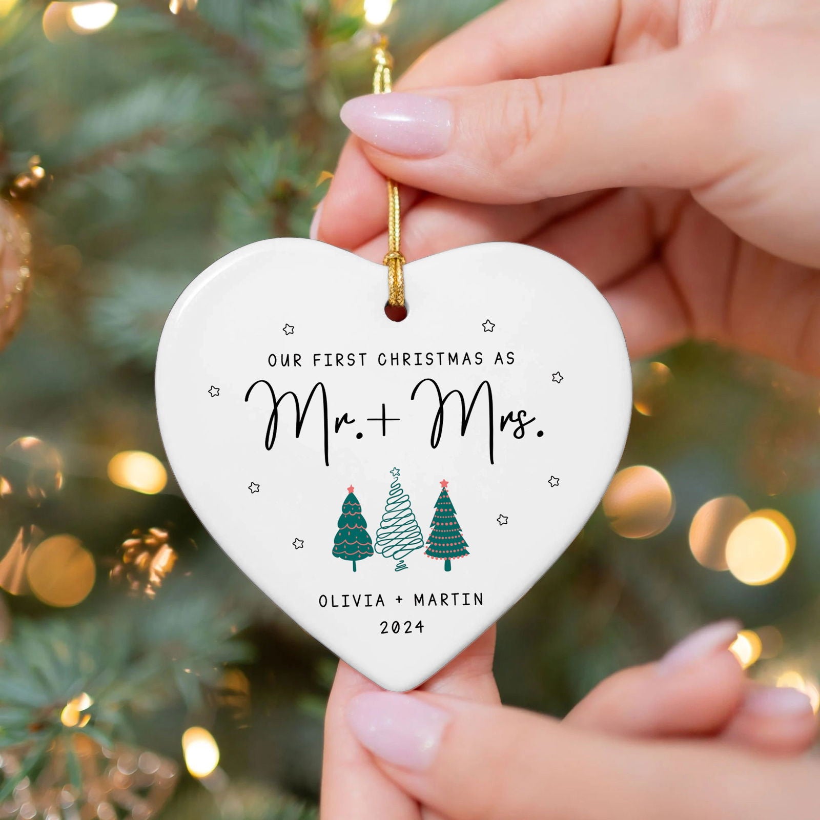 Engagement Ornament Gift For Couple, Newlywed Gift, Wedding Christmas Ornaments, Anniversary Gift For Husband Wife CY06-06 - Kindlytoys
