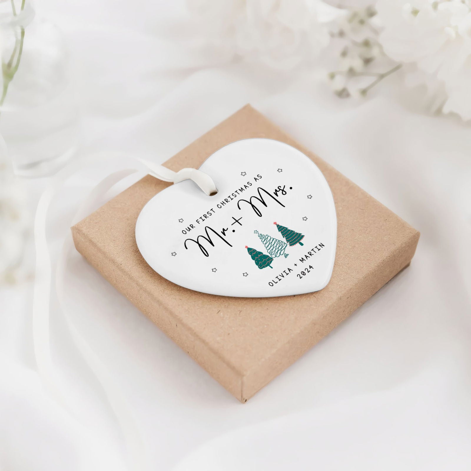 Engagement Ornament Gift For Couple, Newlywed Gift, Wedding Christmas Ornaments, Anniversary Gift For Husband Wife CY06-06 - Kindlytoys
